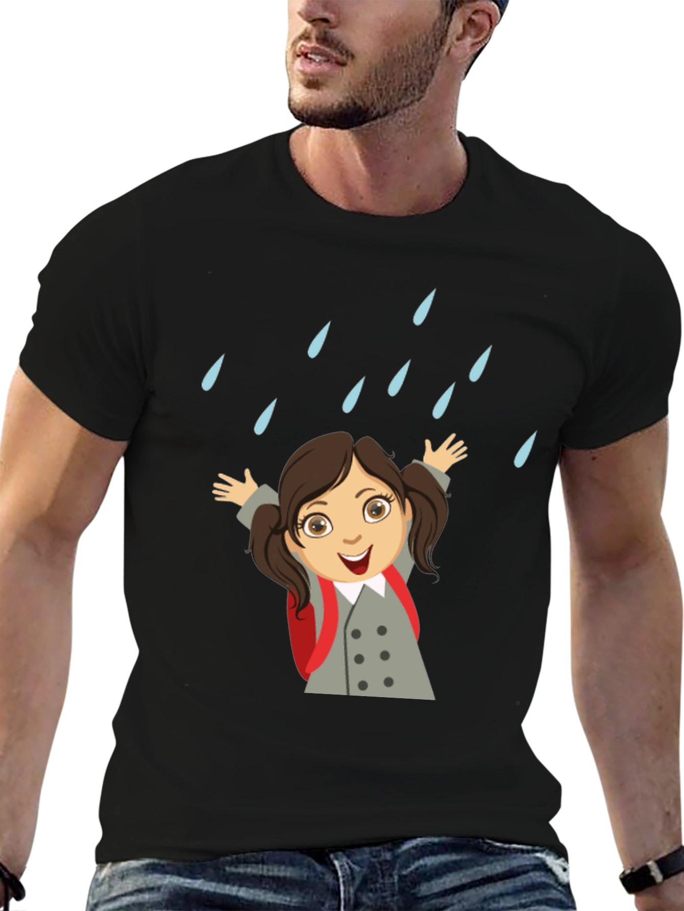 Rainy Day Girl Graphic Tee - Black