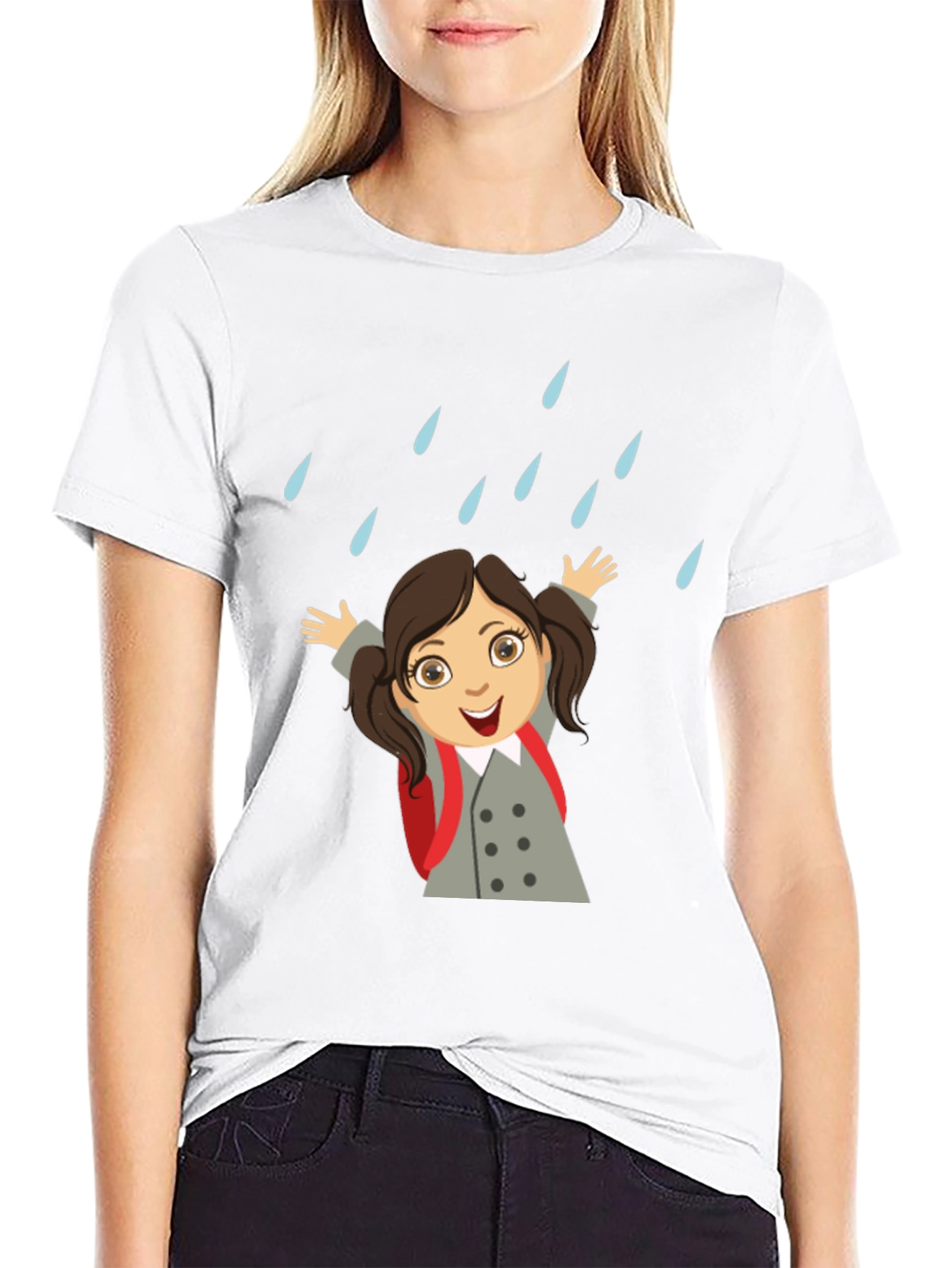 Rainy Day Girl Graphic Tee - Black