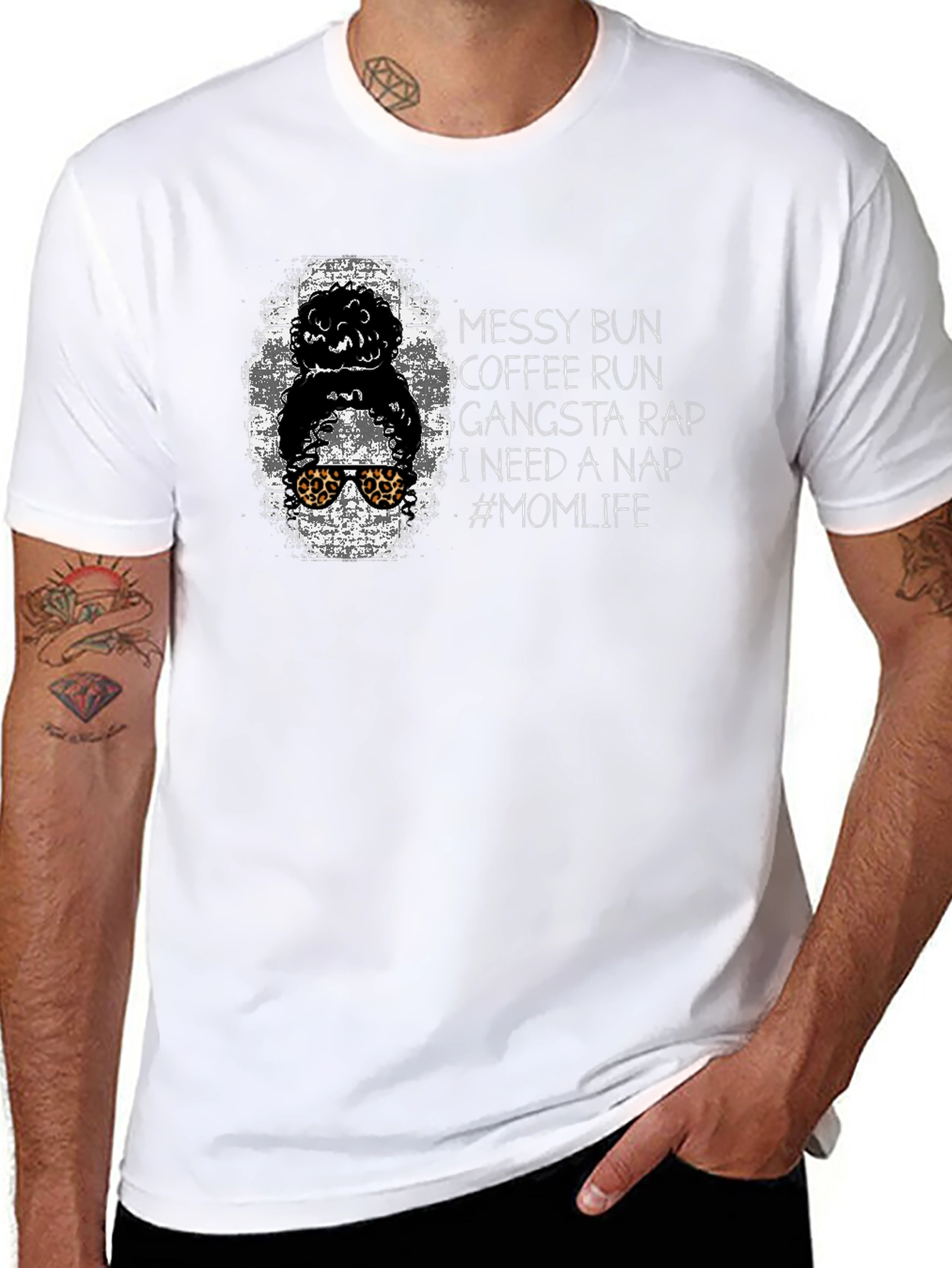 Messy Bun Coffee Run Mom Life Graphic Tee