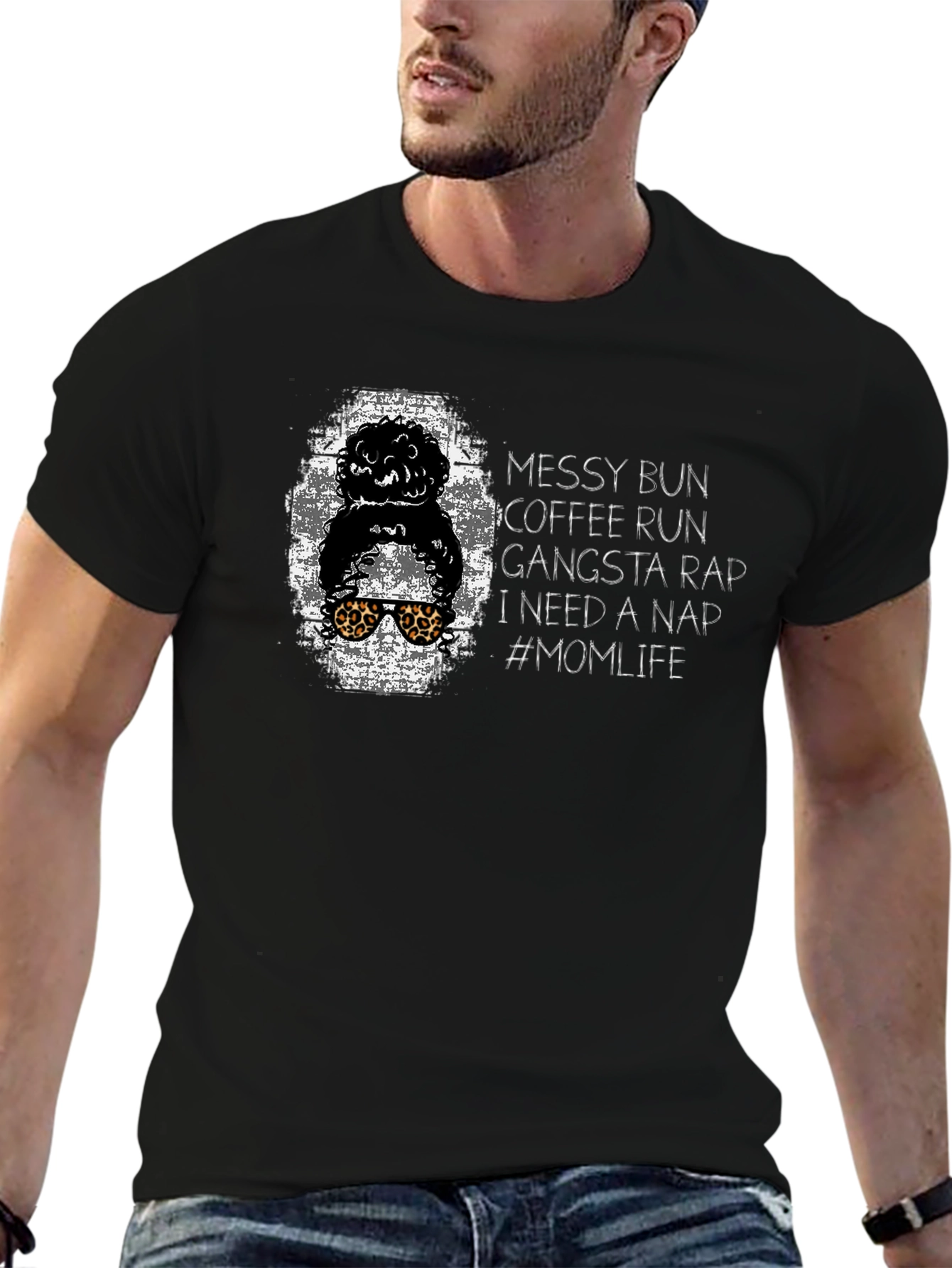 Messy Bun Coffee Run Mom Life Graphic Tee