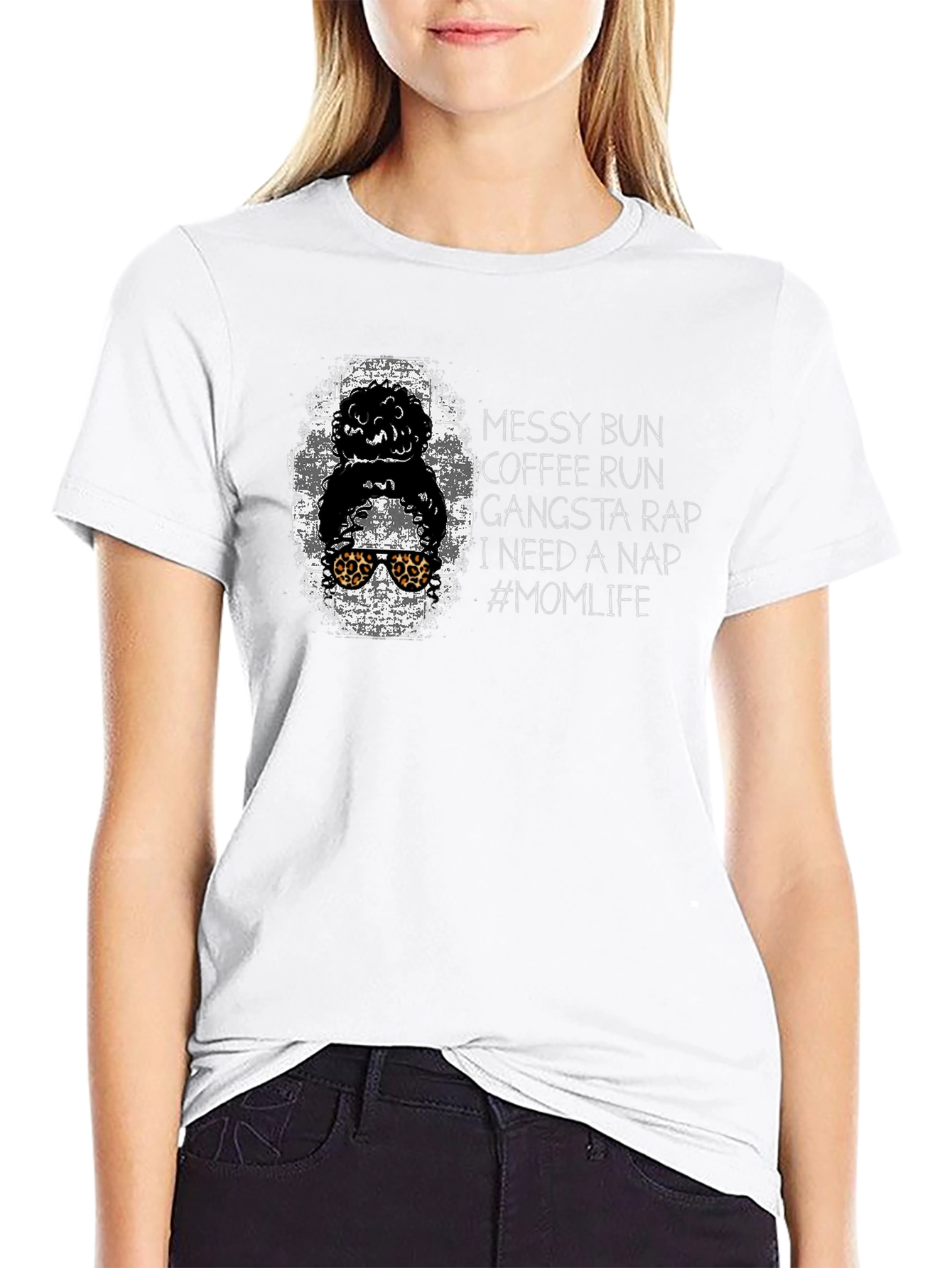 Messy Bun Coffee Run Mom Life Graphic Tee