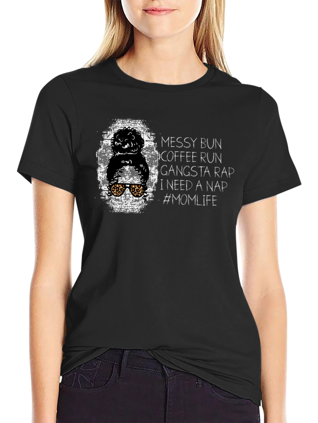 Messy Bun Coffee Run Mom Life Graphic Tee