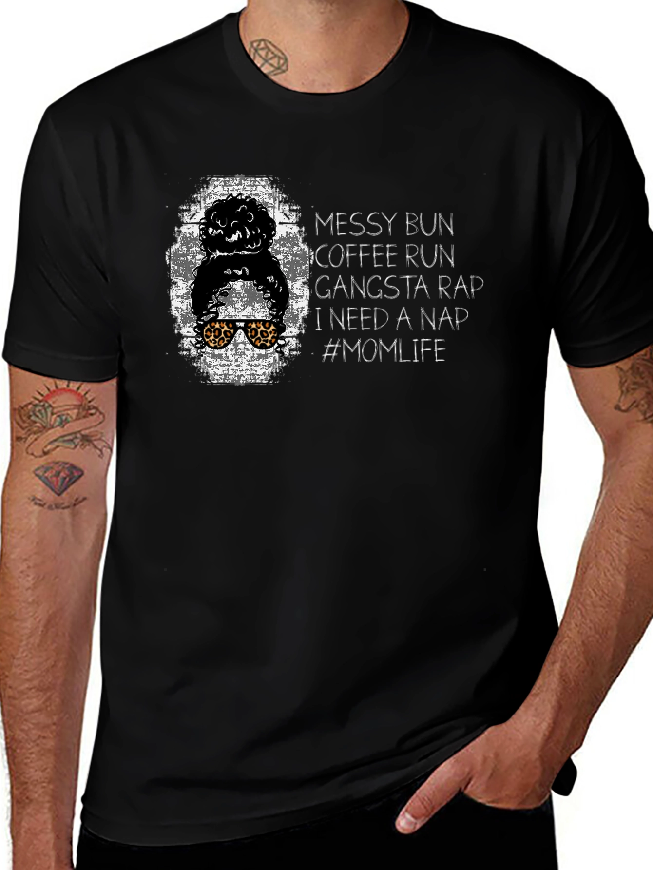 Messy Bun Coffee Run Mom Life Graphic Tee