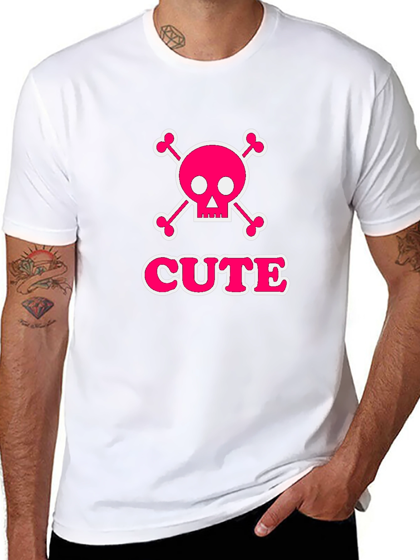 Cute Skull & Crossbones Graphic Tee - Black