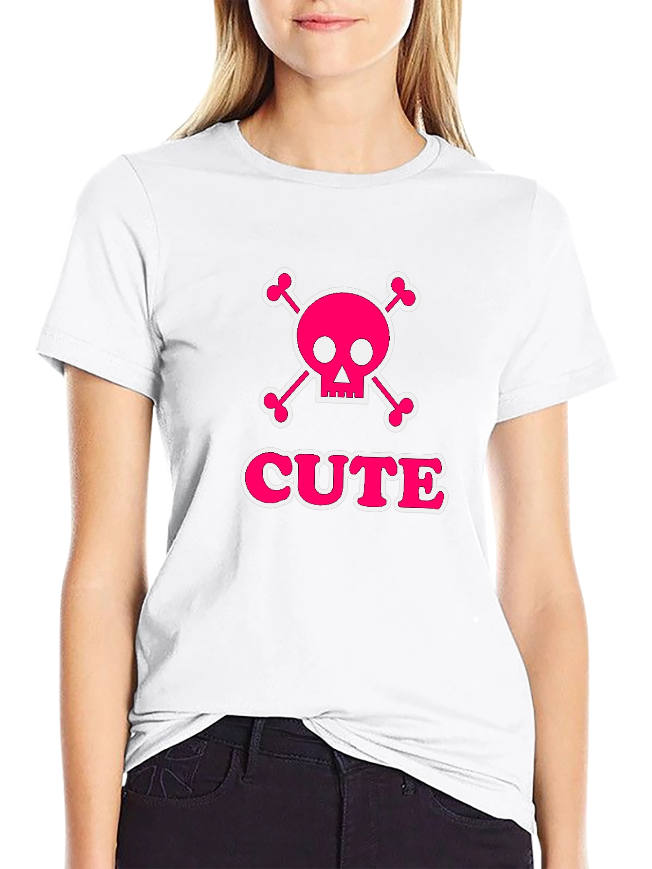 Cute Skull & Crossbones Graphic Tee - Black