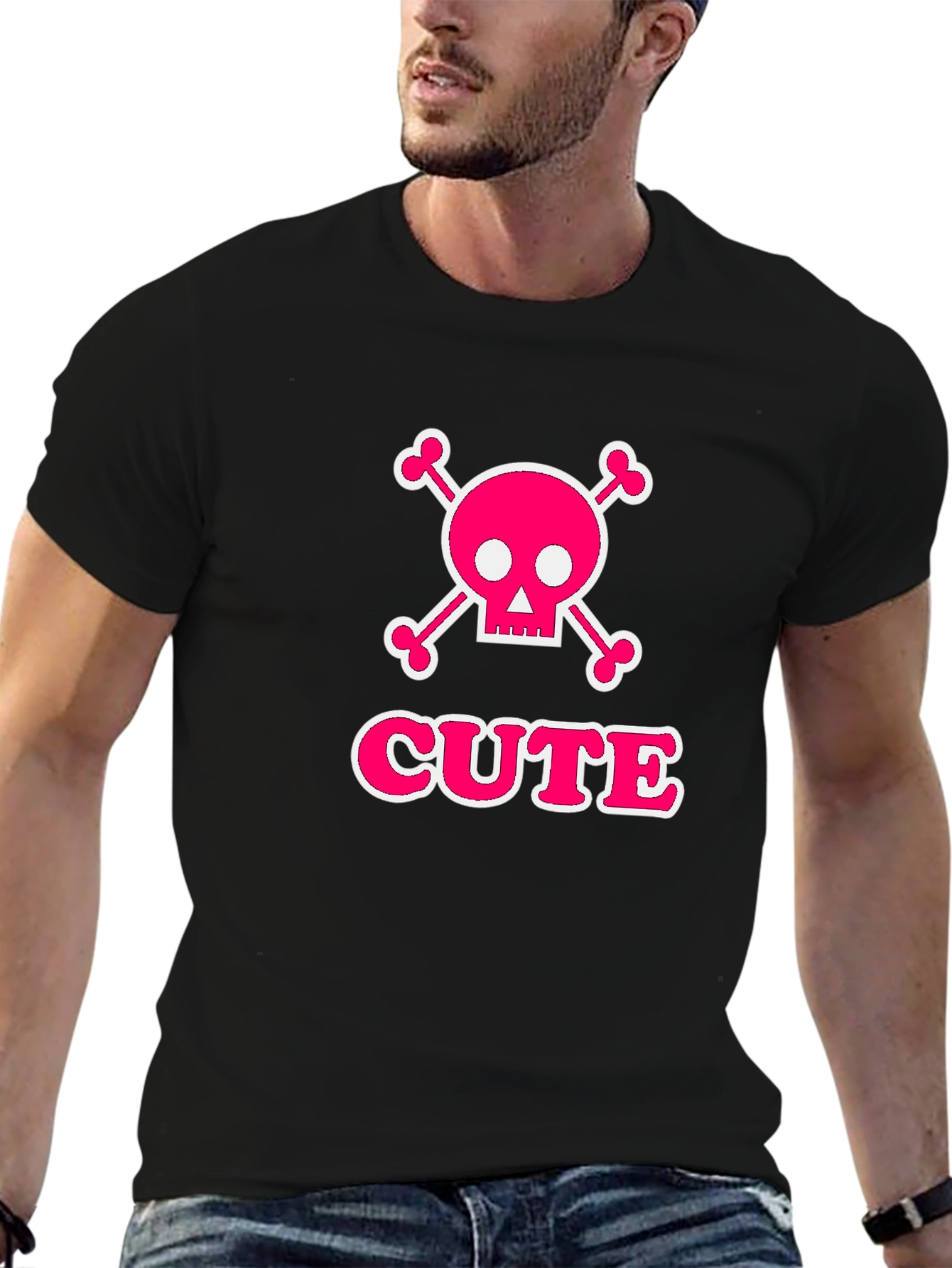 Cute Skull & Crossbones Graphic Tee - Black