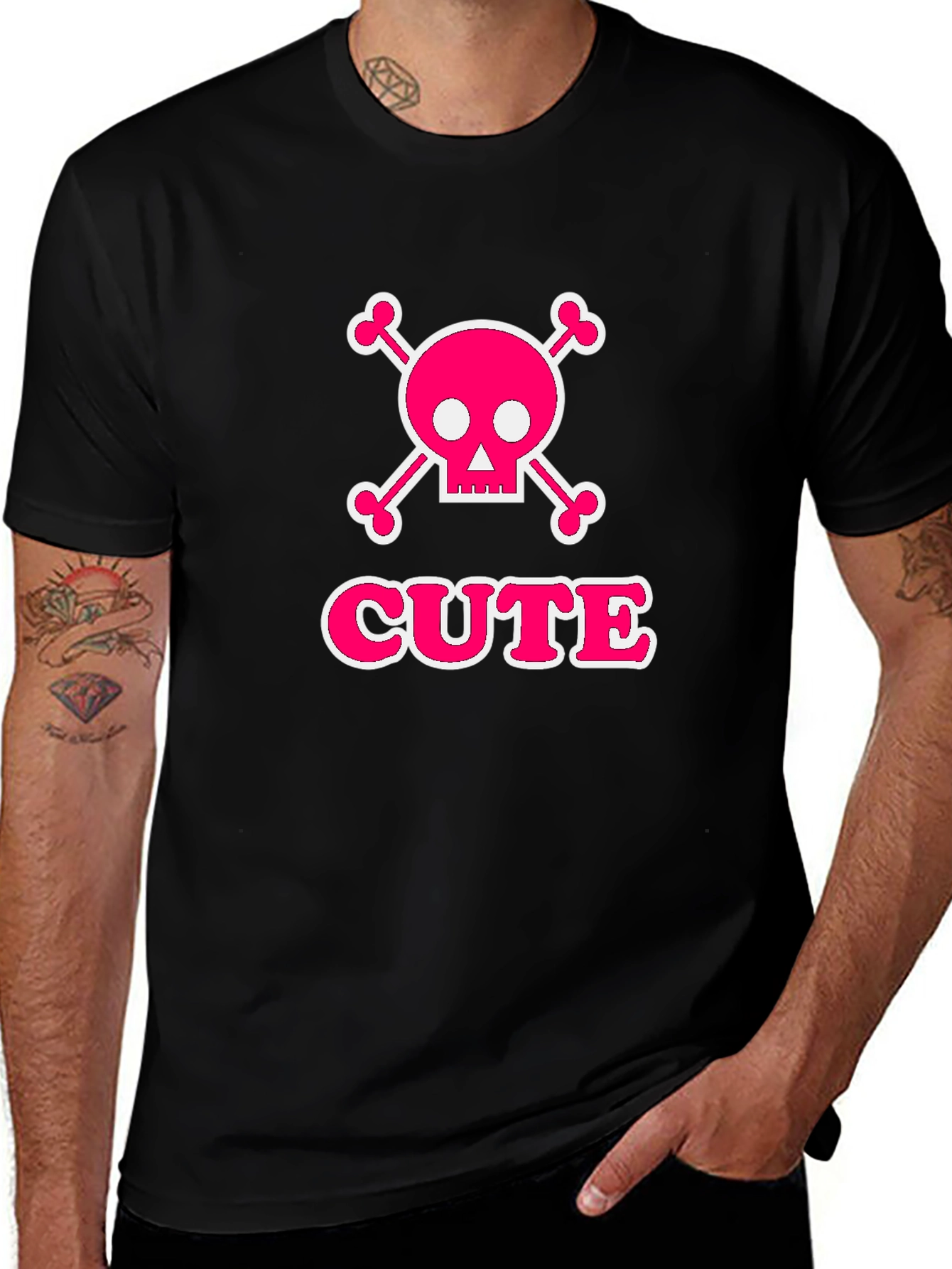 Cute Skull & Crossbones Graphic Tee - Black