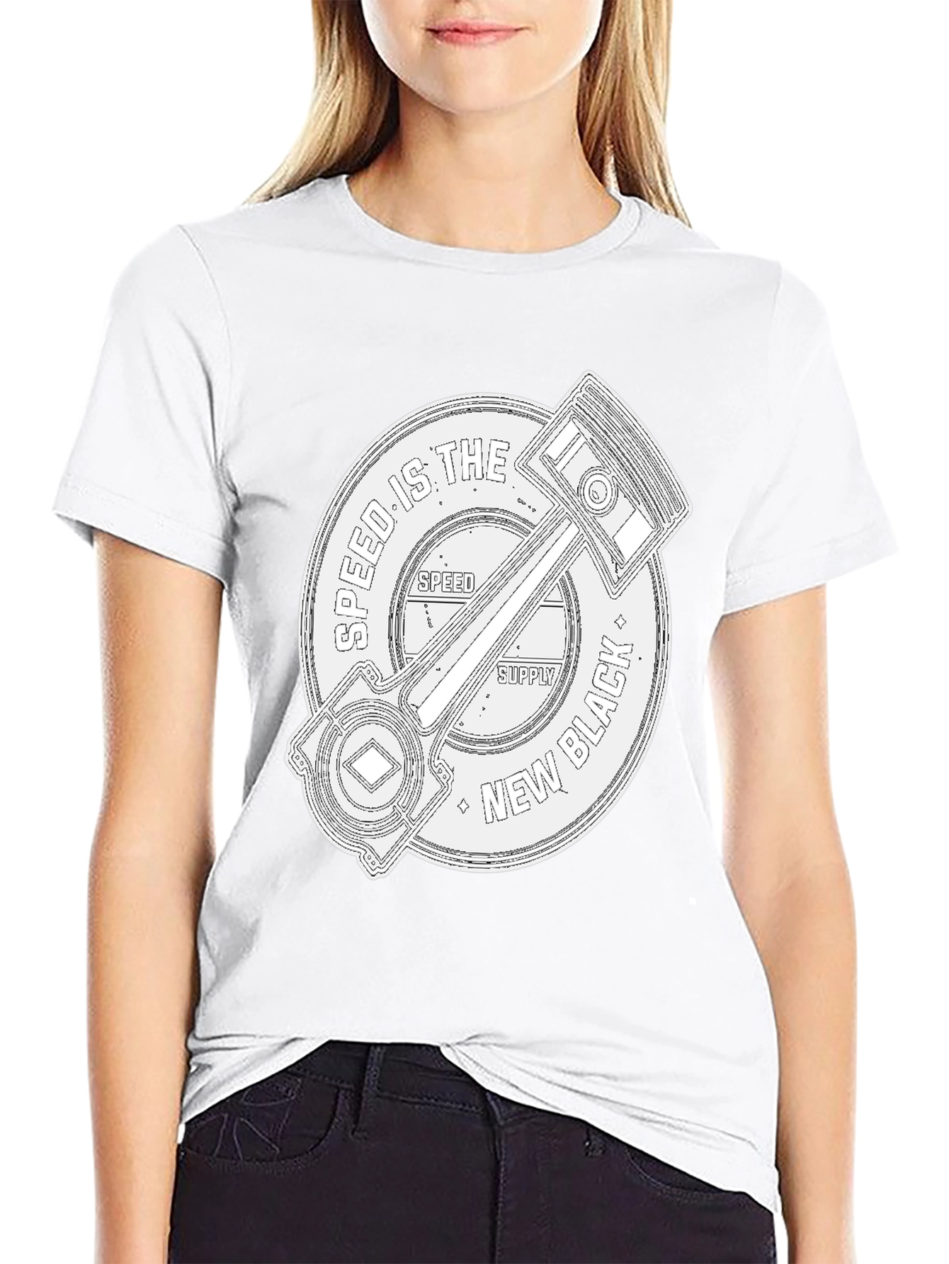 Speed Supply Black Piston Graphic Tee