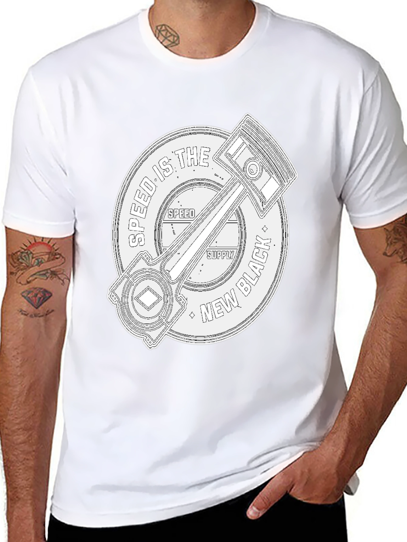 Speed Supply Black Piston Graphic Tee