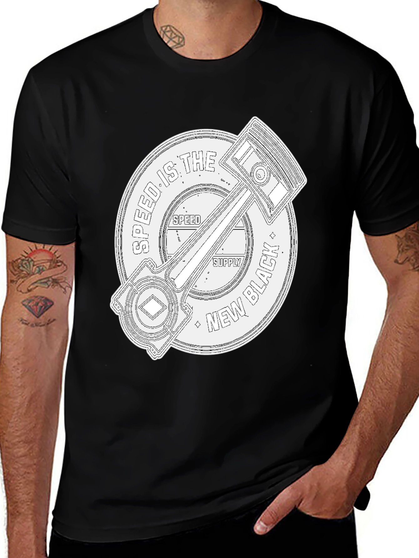 Speed Supply Black Piston Graphic Tee
