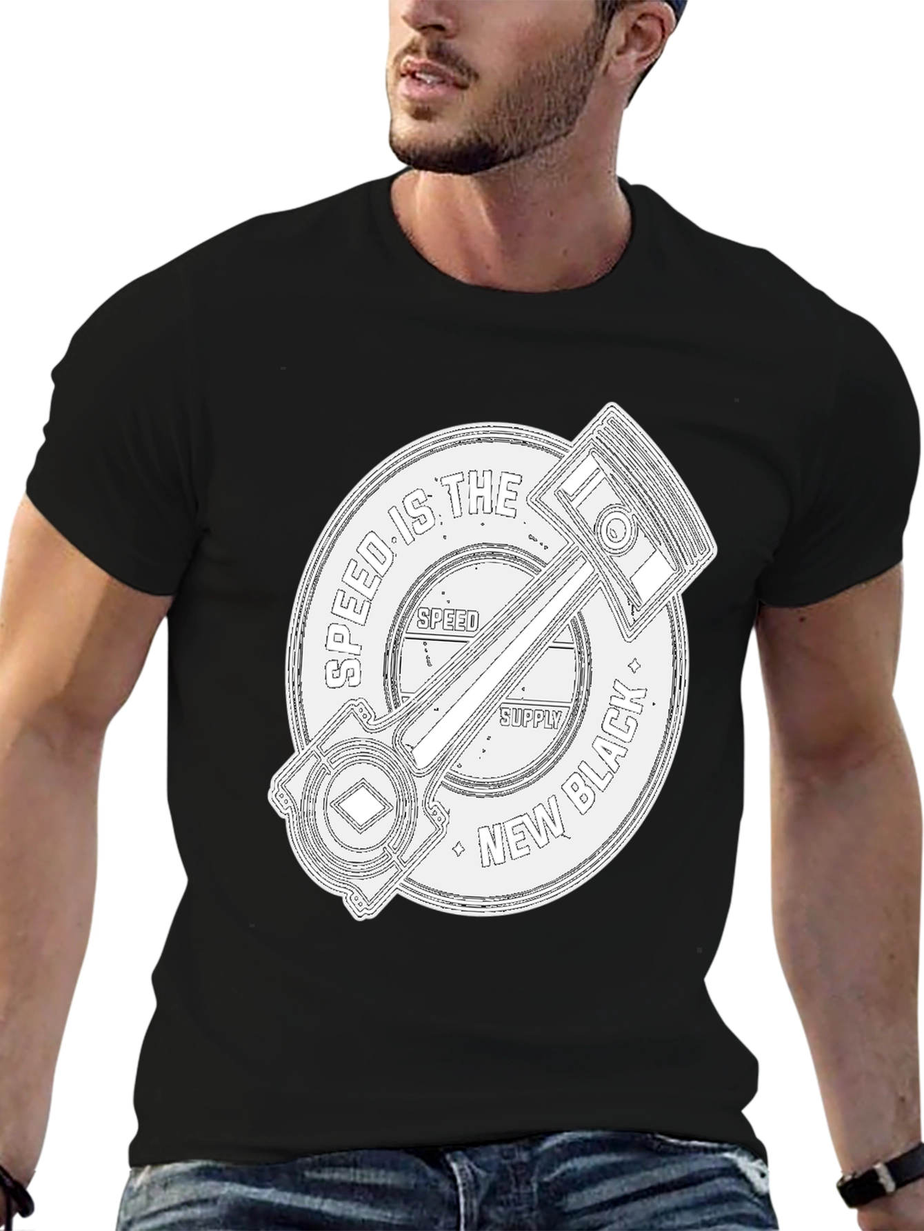 Speed Supply Black Piston Graphic Tee
