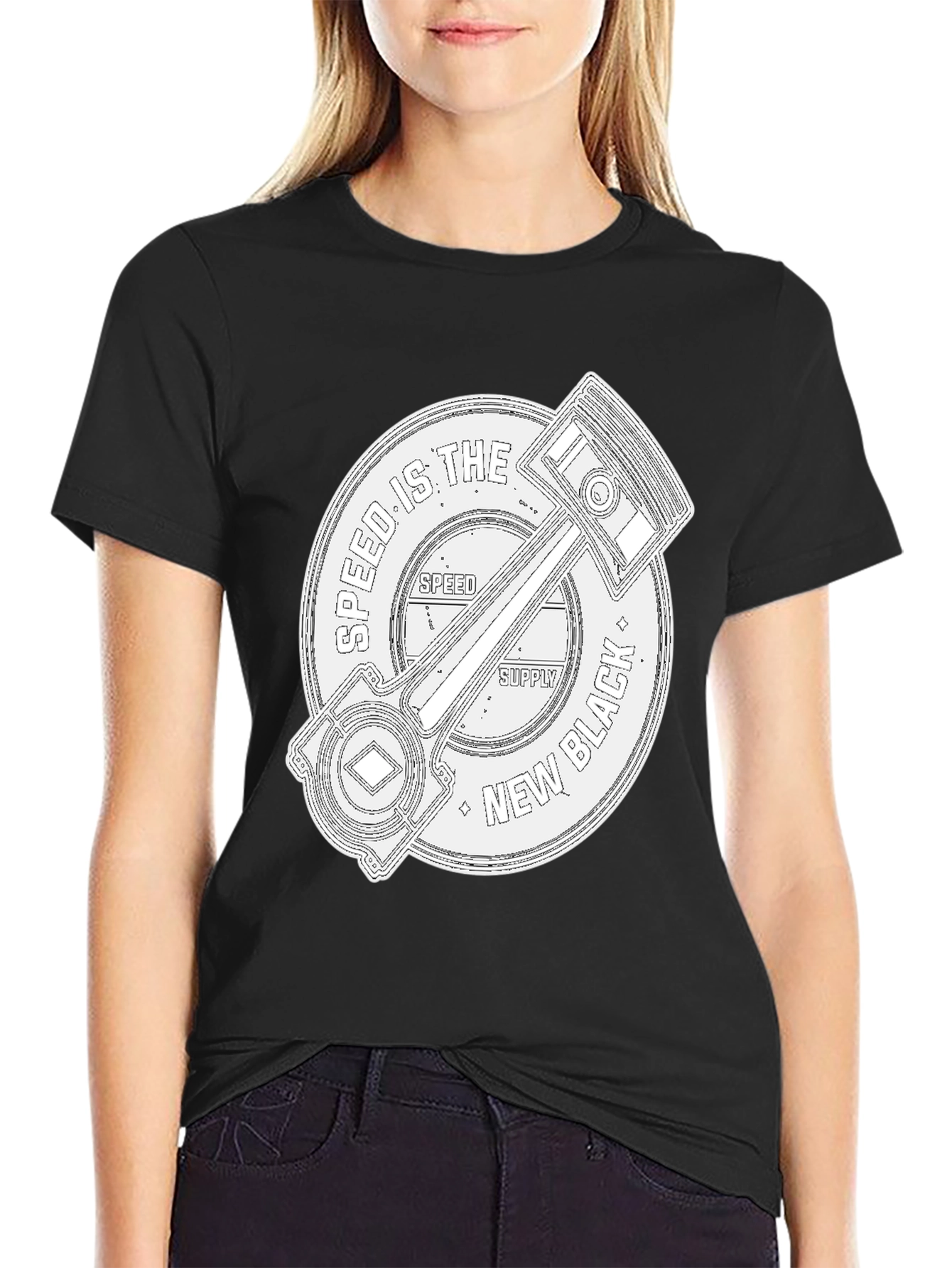 Speed Supply Black Piston Graphic Tee
