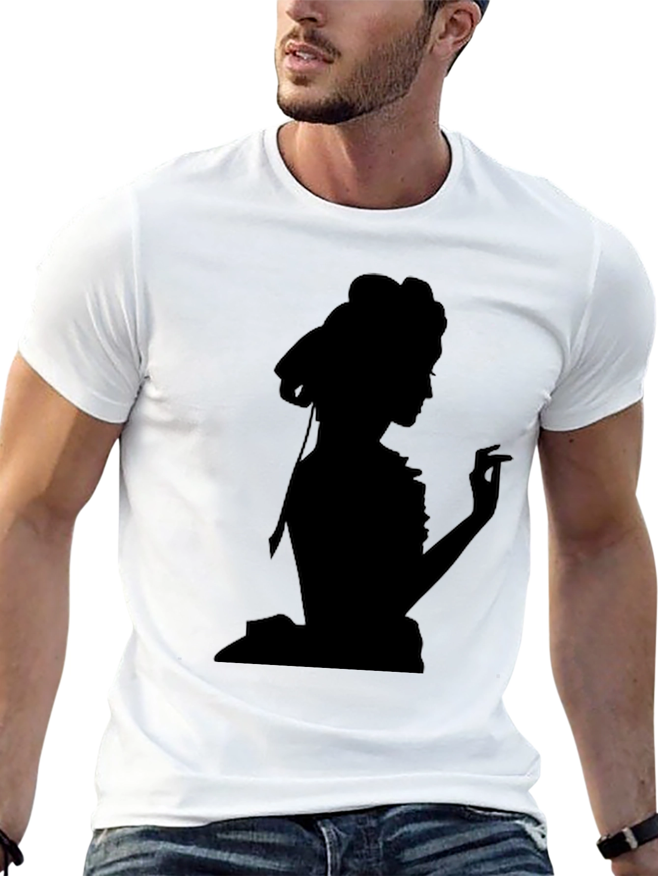 Silhouette Lady Tee - Elegant Black Graphic T-Shirt