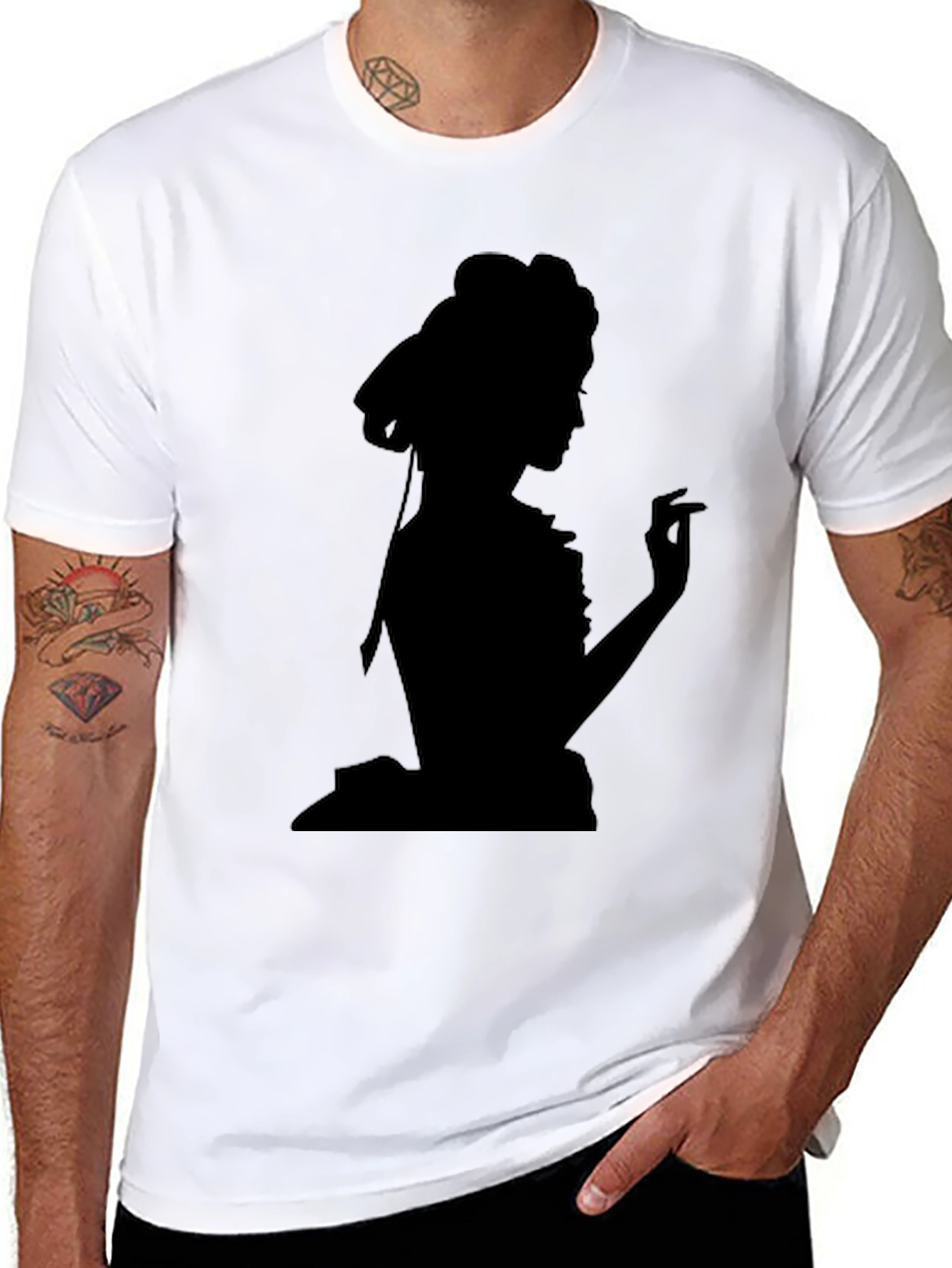 Silhouette Lady Tee - Elegant Black Graphic T-Shirt