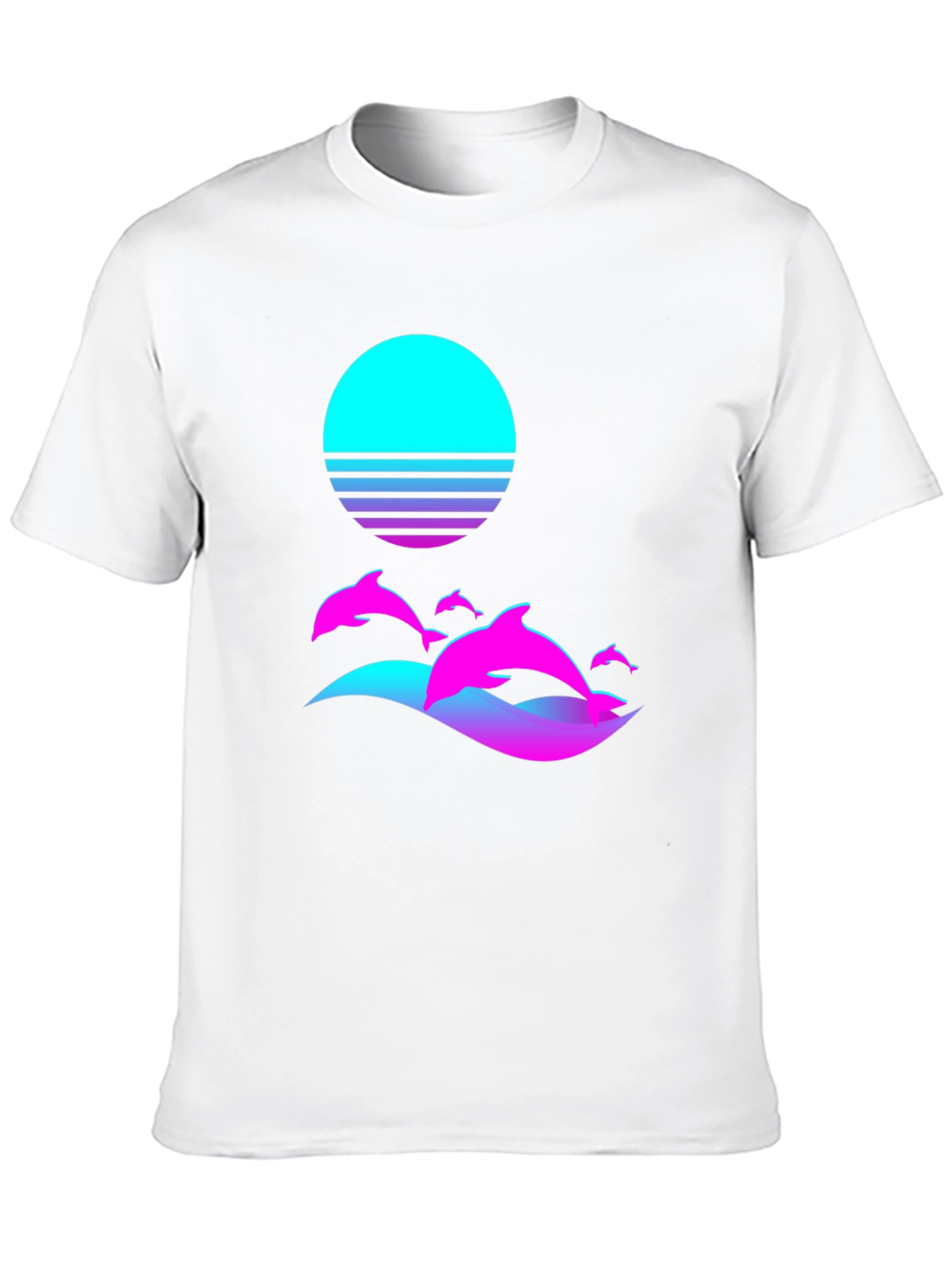 Retro Dolphin Sunset Graphic Tee - Black