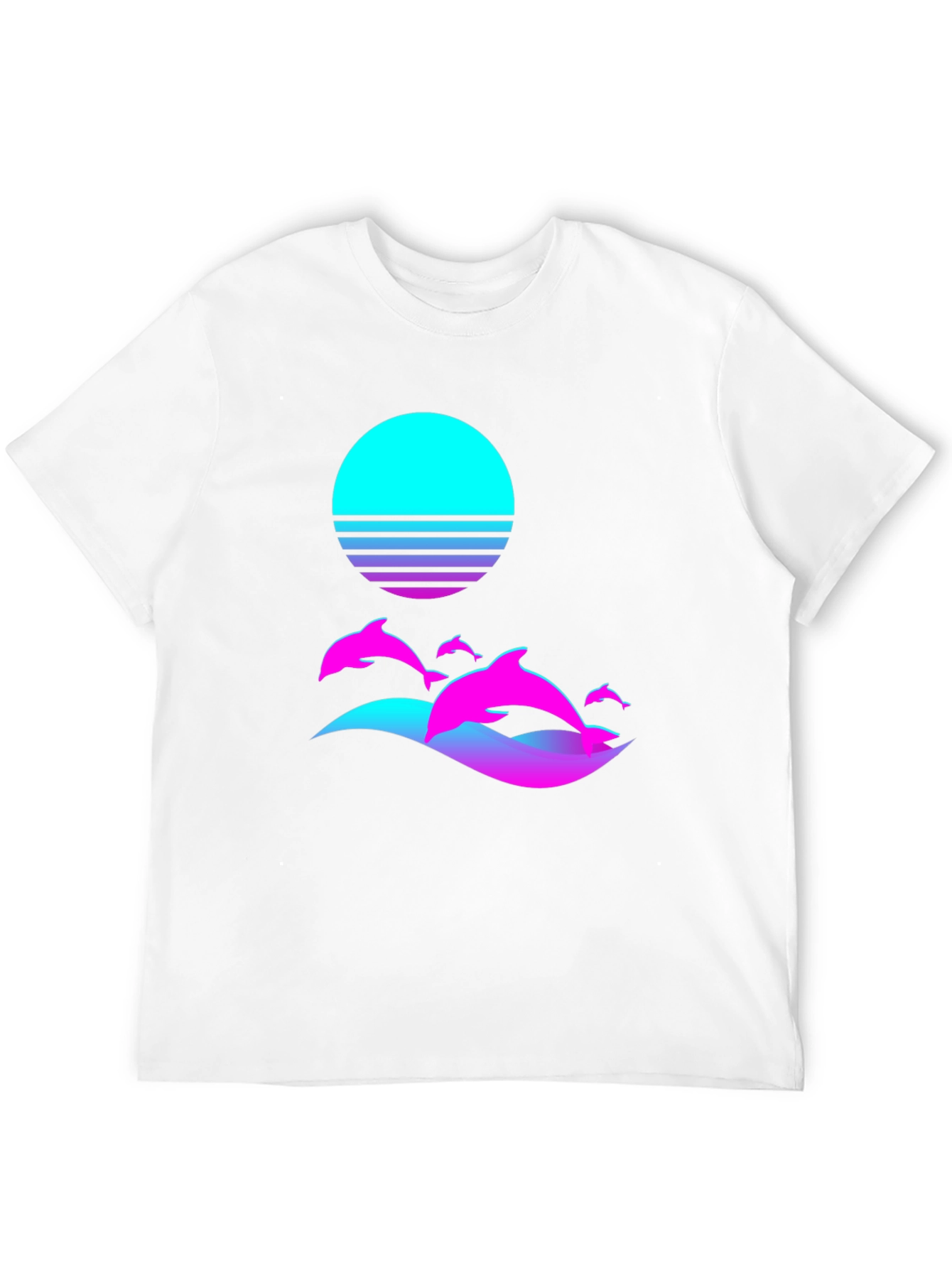 Retro Dolphin Sunset Graphic Tee - Black