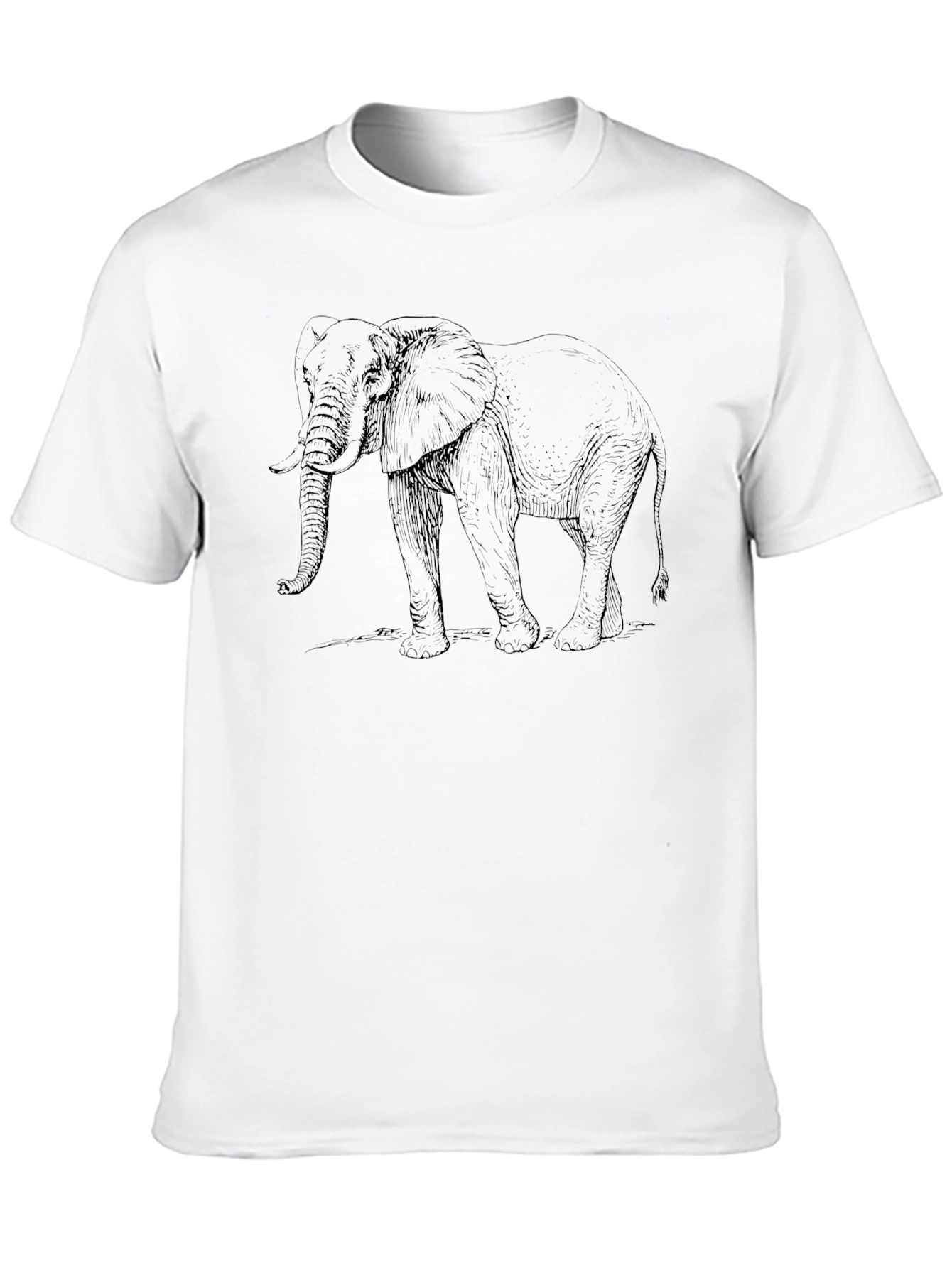 Elephant Sketch Black T-Shirt