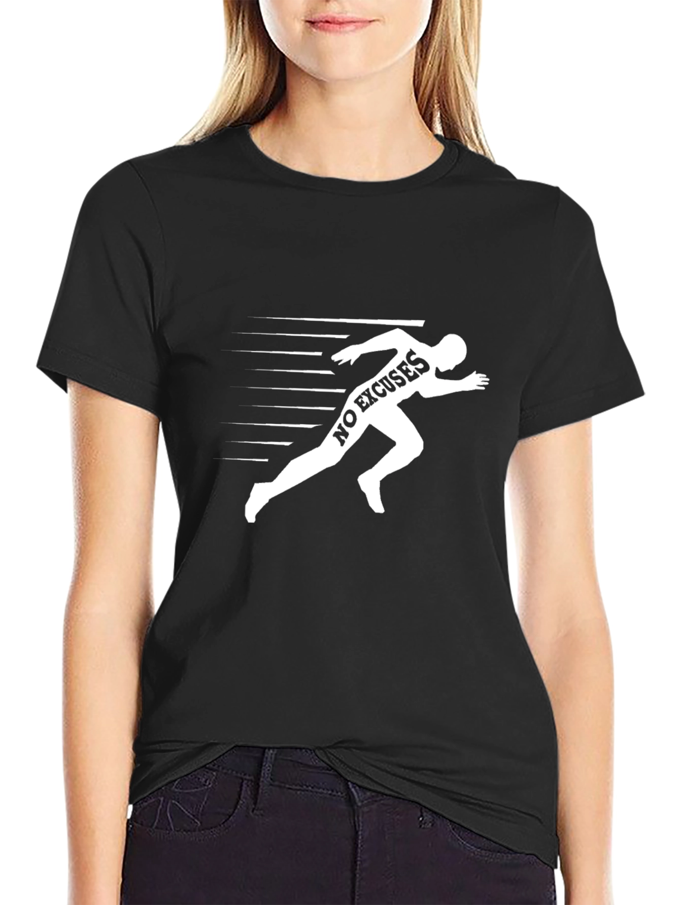 No Excuses Runner Graphic T-Shirt - Black
