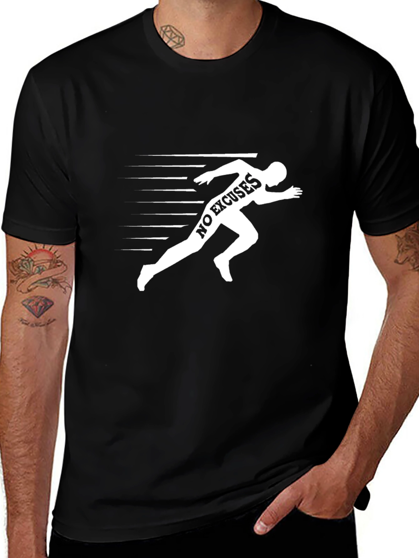 No Excuses Runner Graphic T-Shirt - Black