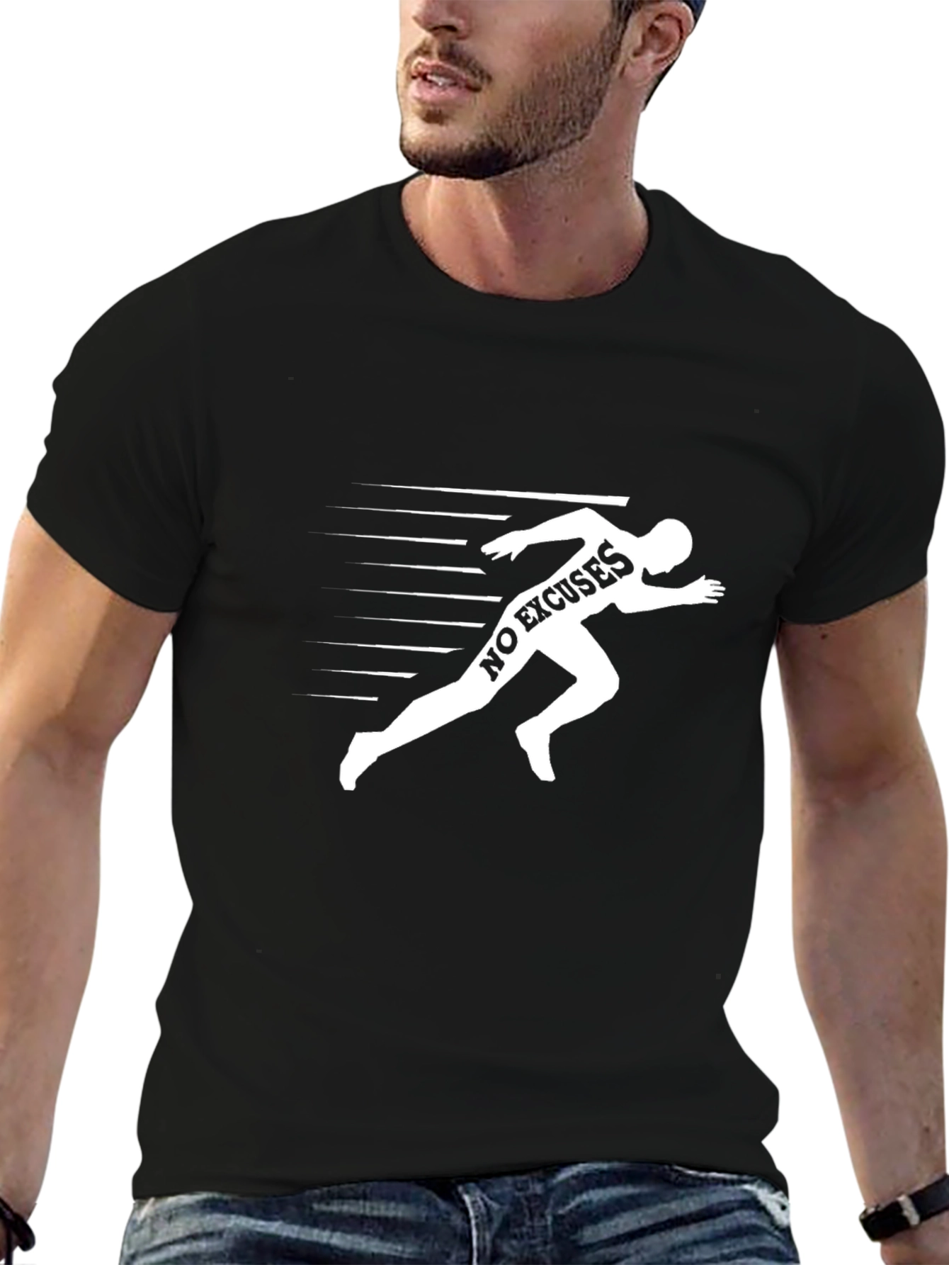 No Excuses Runner Graphic T-Shirt - Black