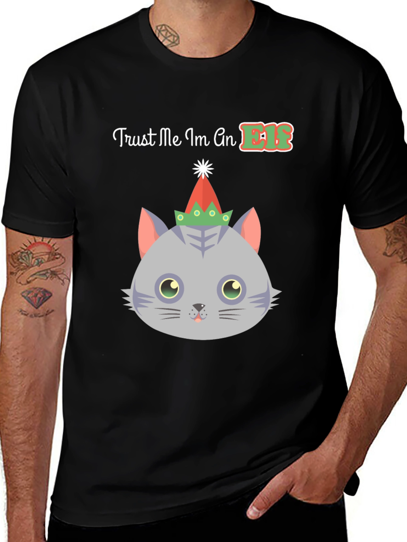 Trust Me Im An Elf Cat Christmas T-Shirt