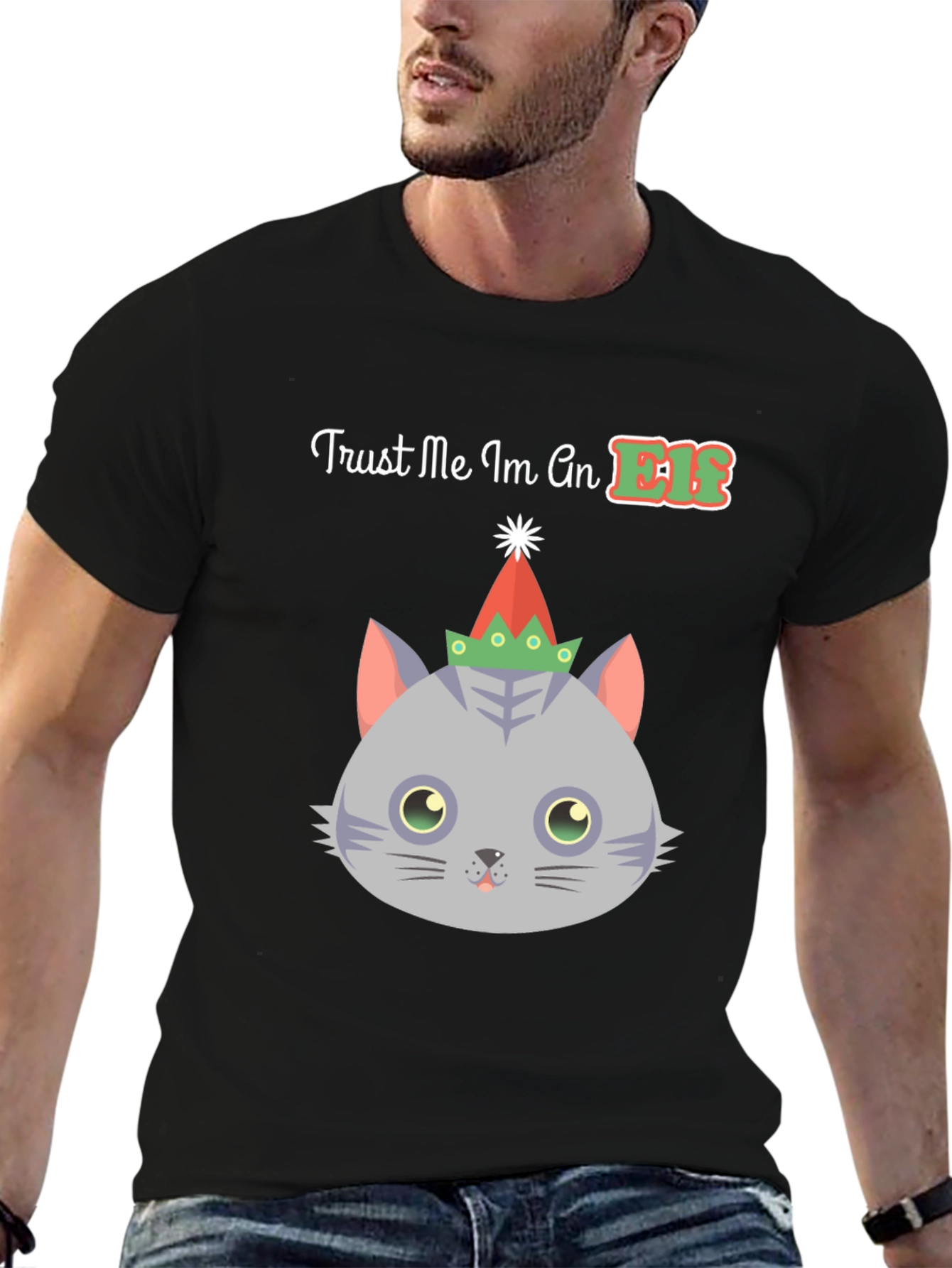 Trust Me Im An Elf Cat Christmas T-Shirt