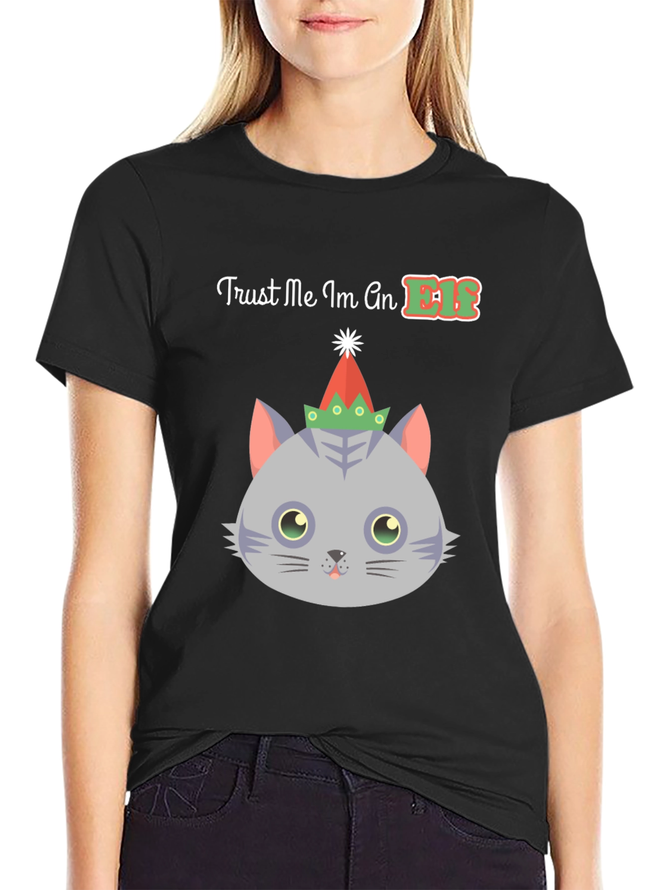 Trust Me Im An Elf Cat Christmas T-Shirt