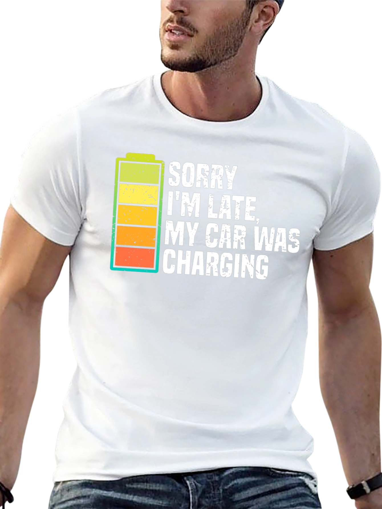 Sorry Im Late Electric Car Charging Graphic Tee