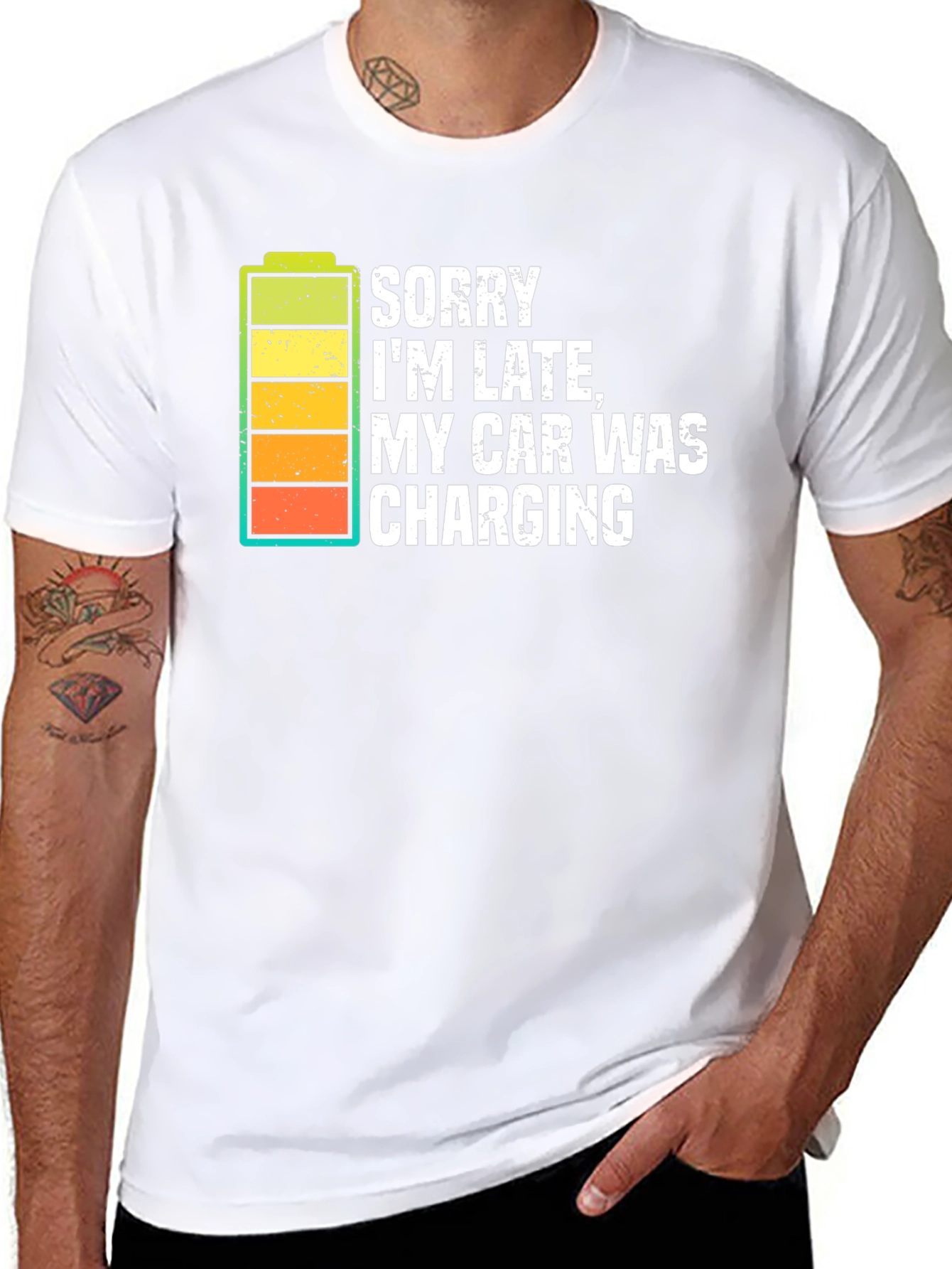 Sorry Im Late Electric Car Charging Graphic Tee