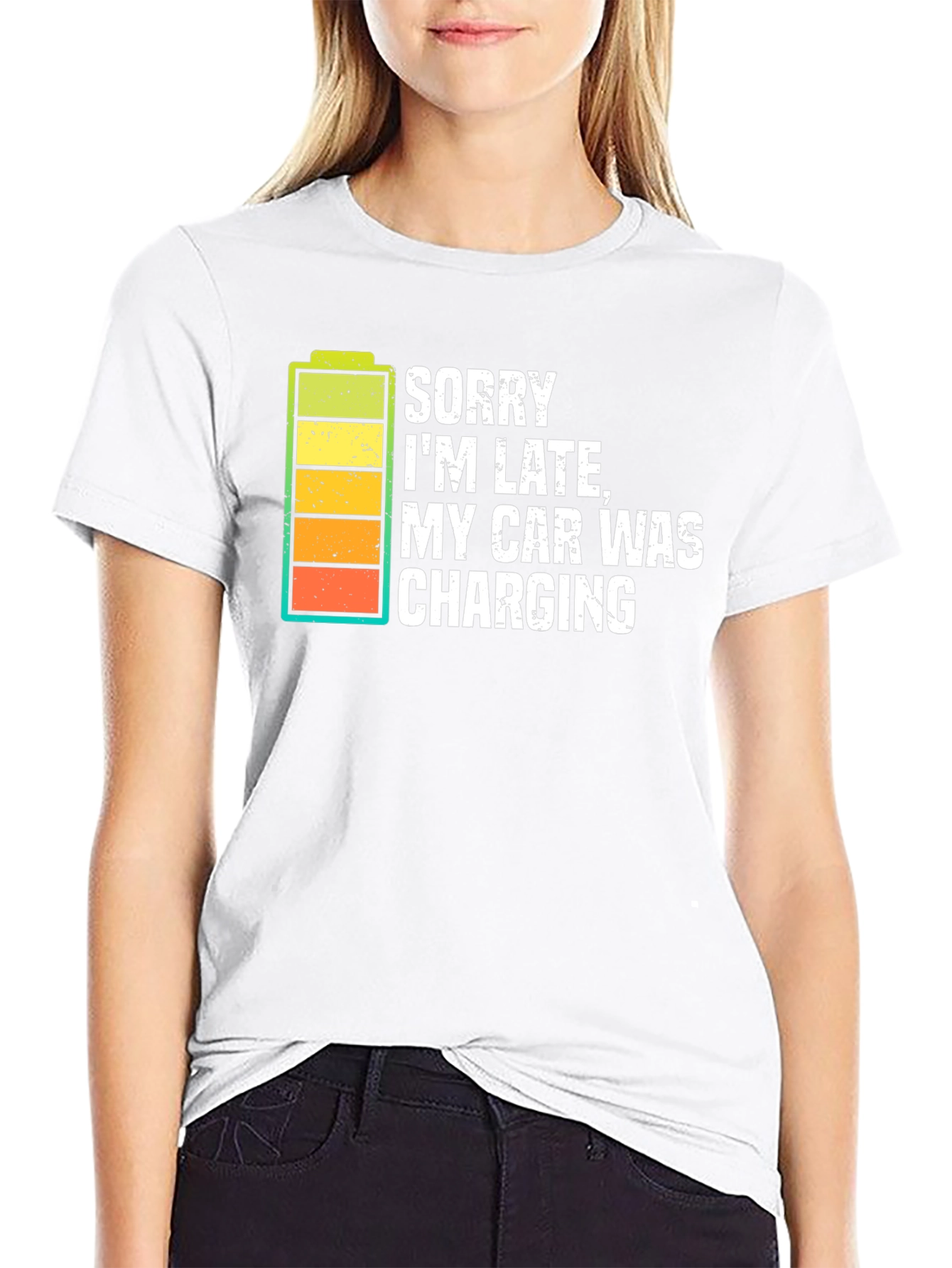 Sorry Im Late Electric Car Charging Graphic Tee