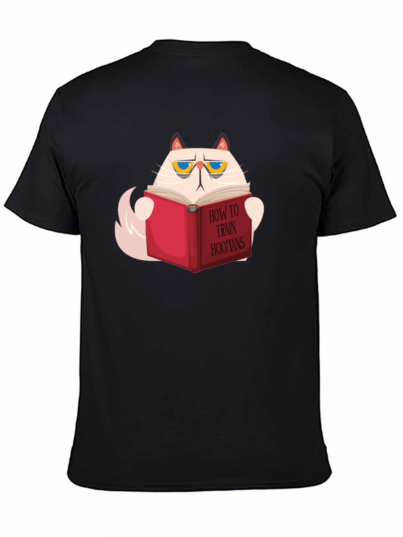 Cat Reading How To Train Hoomans Black T-Shirt