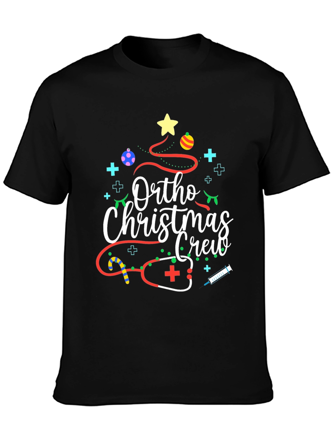 Ortho Christmas Crew Black T-Shirt