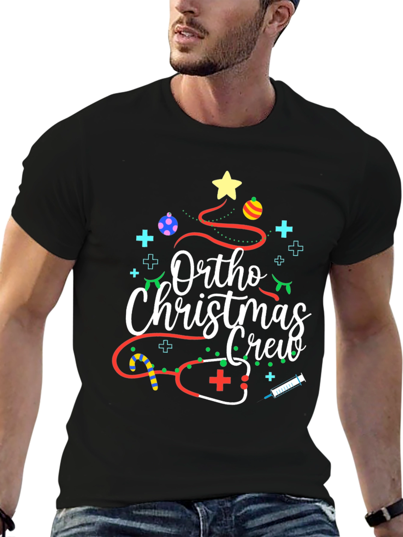 Ortho Christmas Crew Black T-Shirt