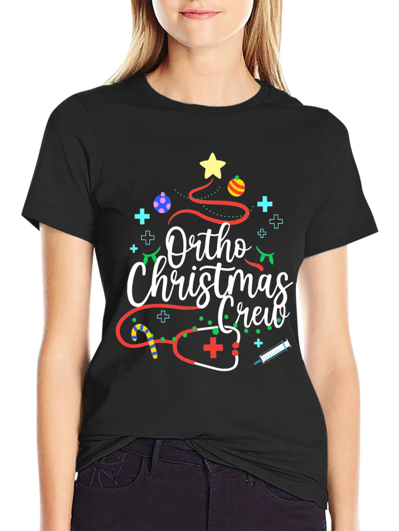 Ortho Christmas Crew Black T-Shirt
