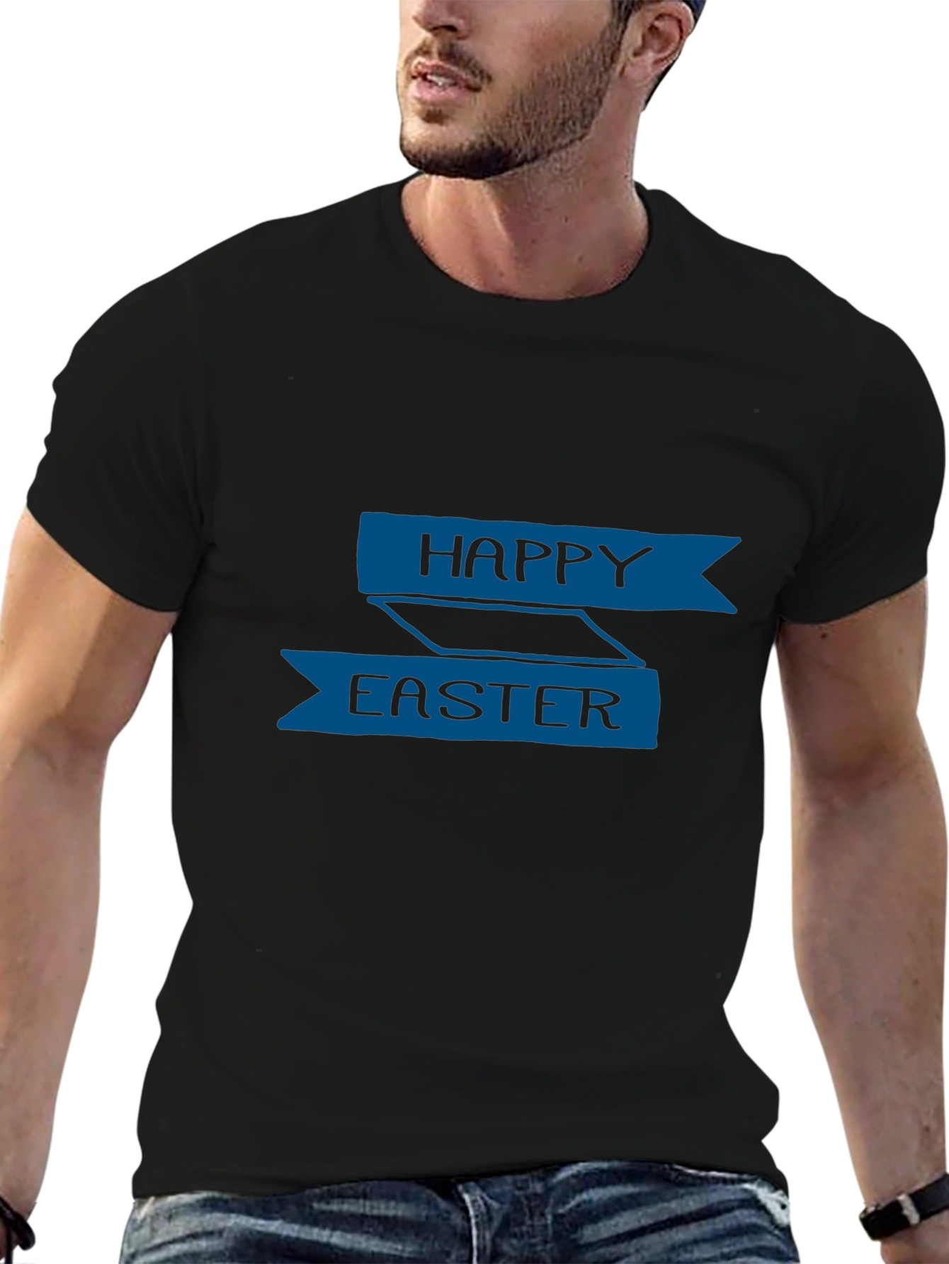 Happy Easter Black T-Shirt | Festive Holiday Apparel