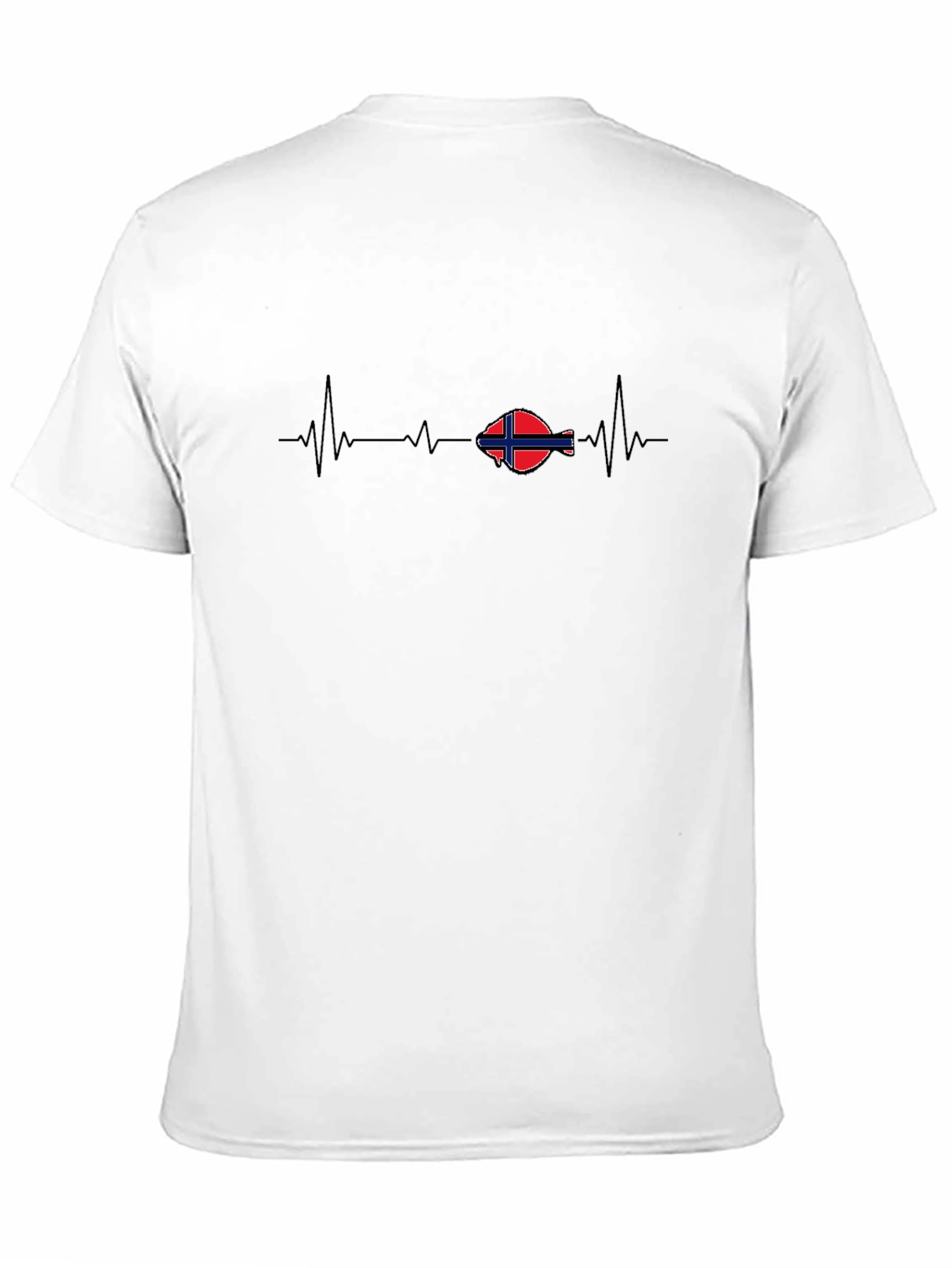 Norway Flag Heartbeat T-Shirt - Black Cotton Tee
