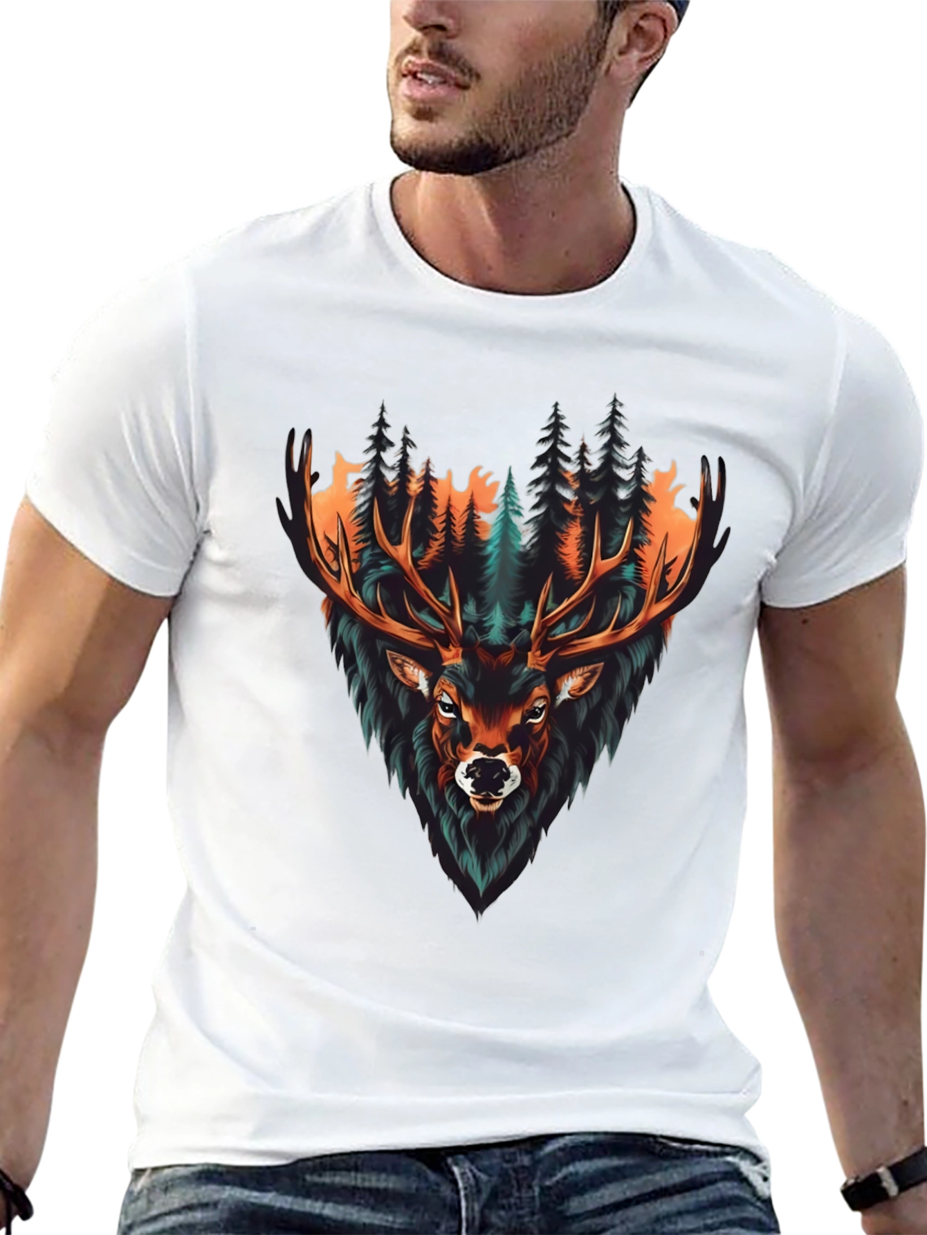 Mens Graphic Tee - Deer in Forest