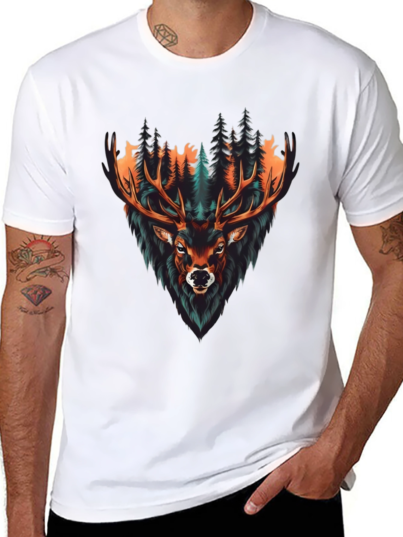 Mens Graphic Tee - Deer in Forest