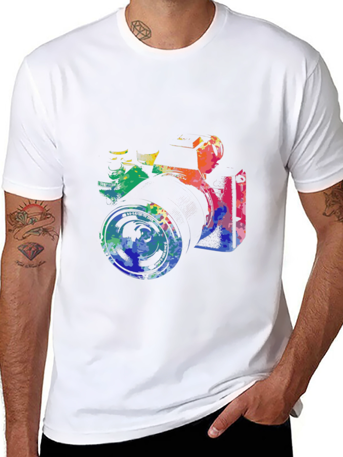 Retro Camera Graphic Tee - Artsy Black T-Shirt