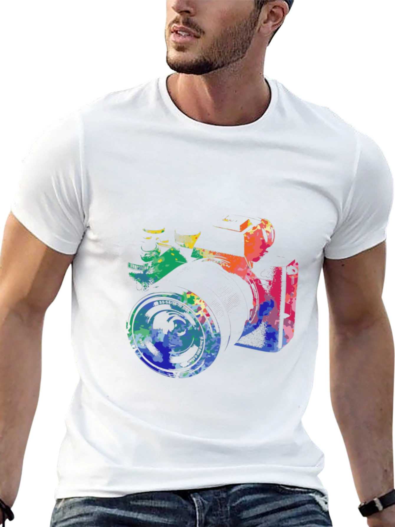 Retro Camera Graphic Tee - Artsy Black T-Shirt
