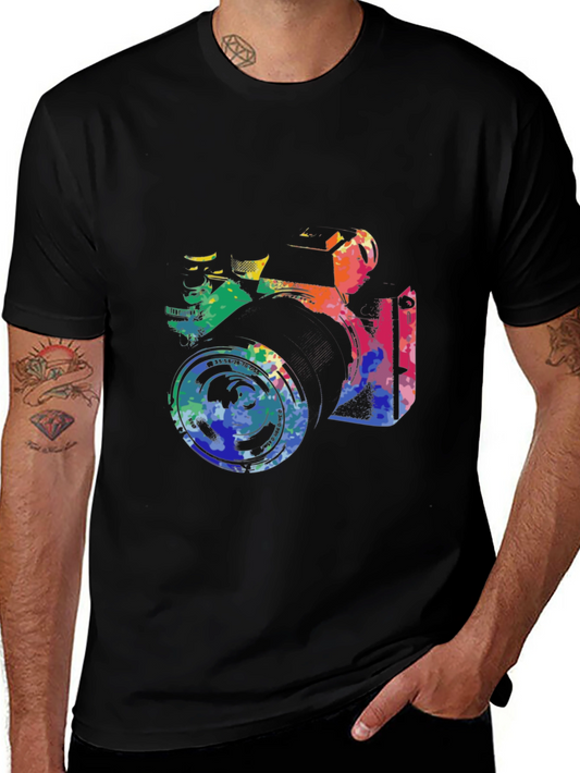 Retro Camera Graphic Tee - Artsy Black T-Shirt
