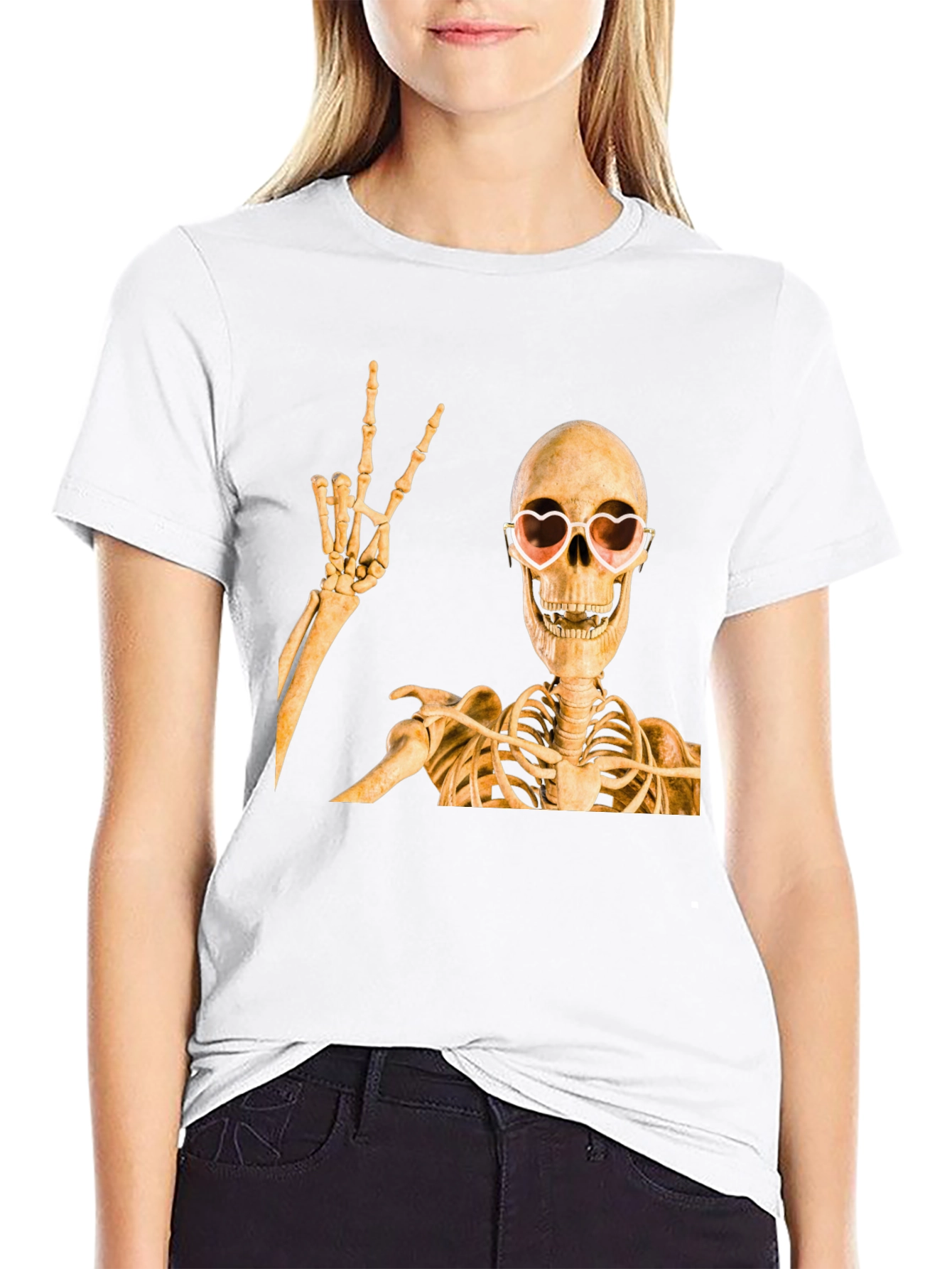 Skeleton with Heart Glasses T-Shirt