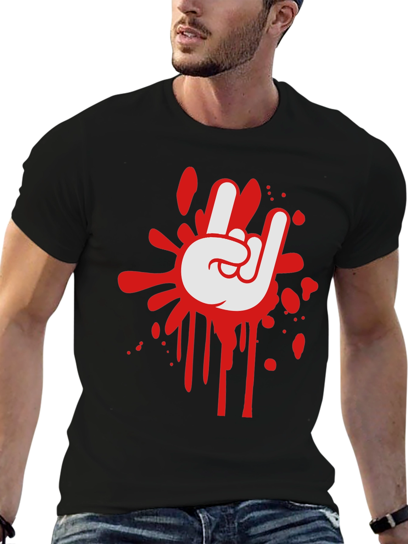 Rock On Graphic Black T-Shirt