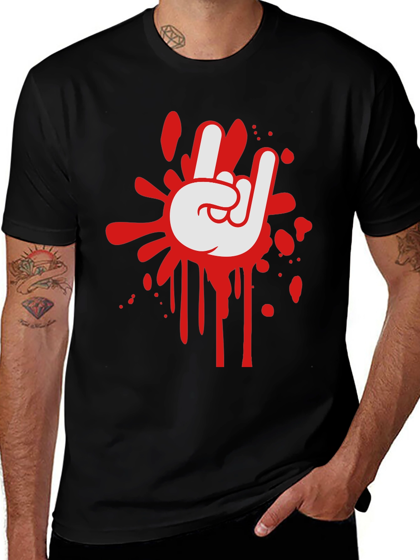 Rock On Graphic Black T-Shirt