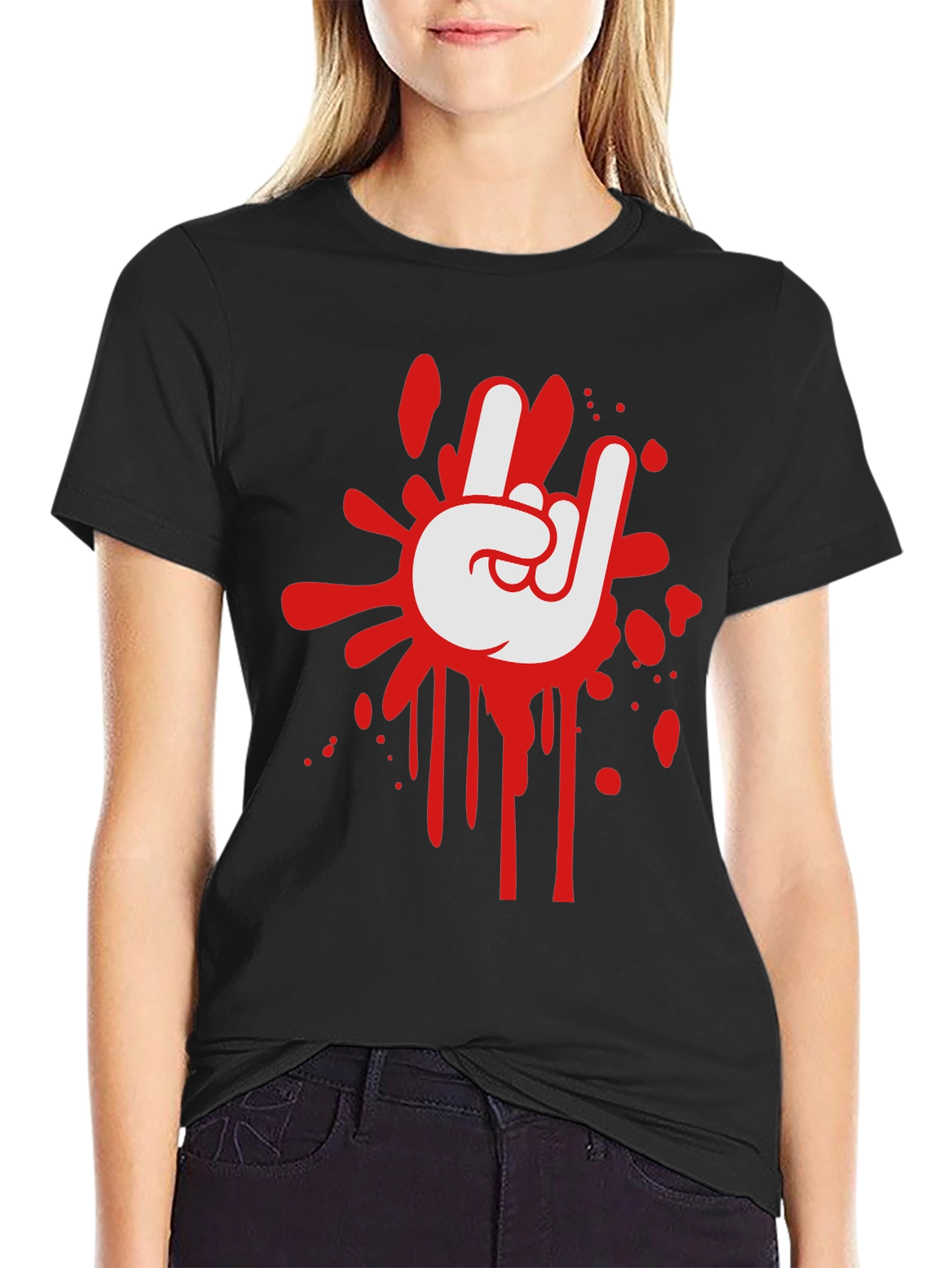 Rock On Graphic Black T-Shirt