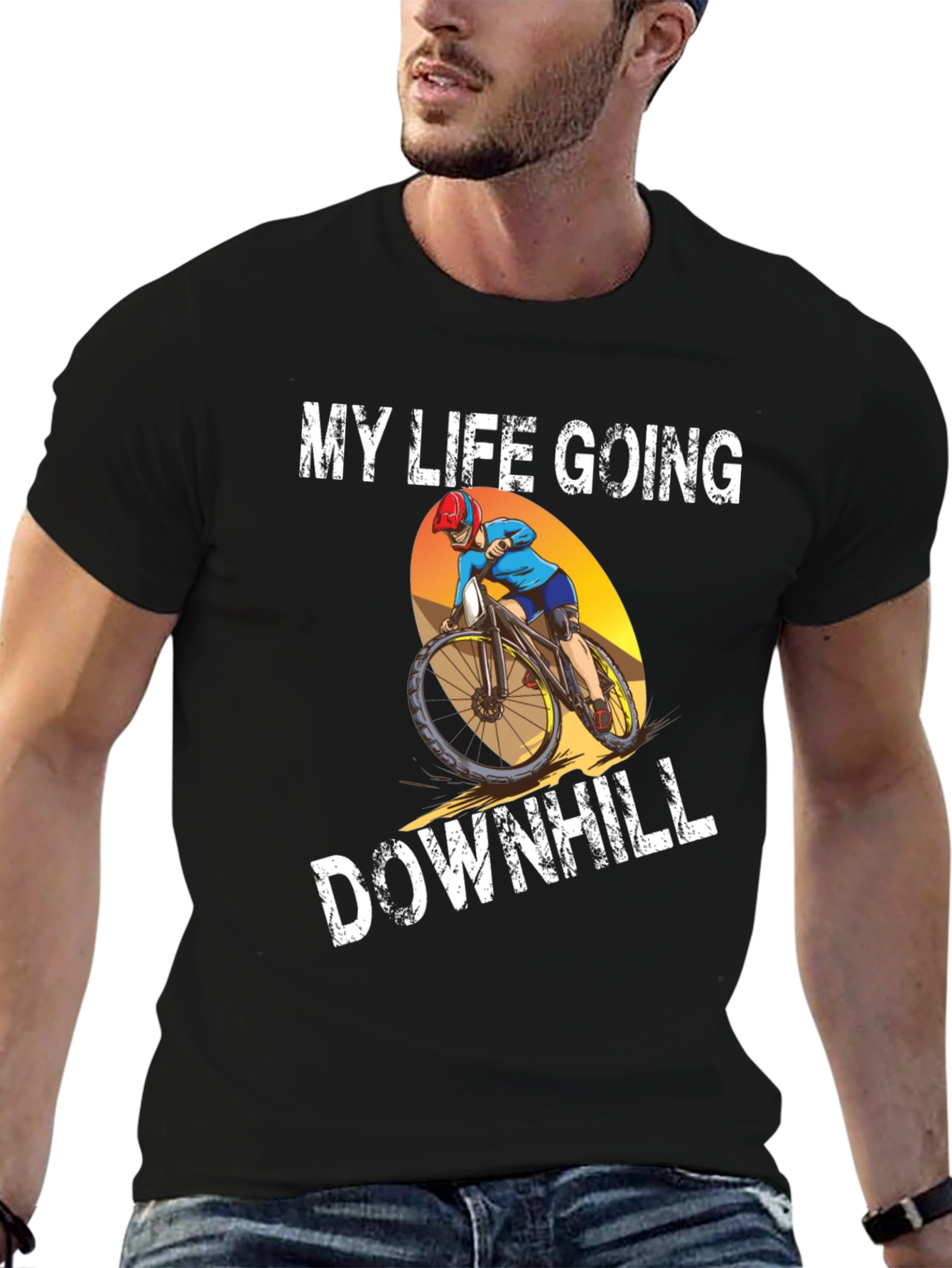 My Life Going Downhill T-Shirt Biker Graphic Tee