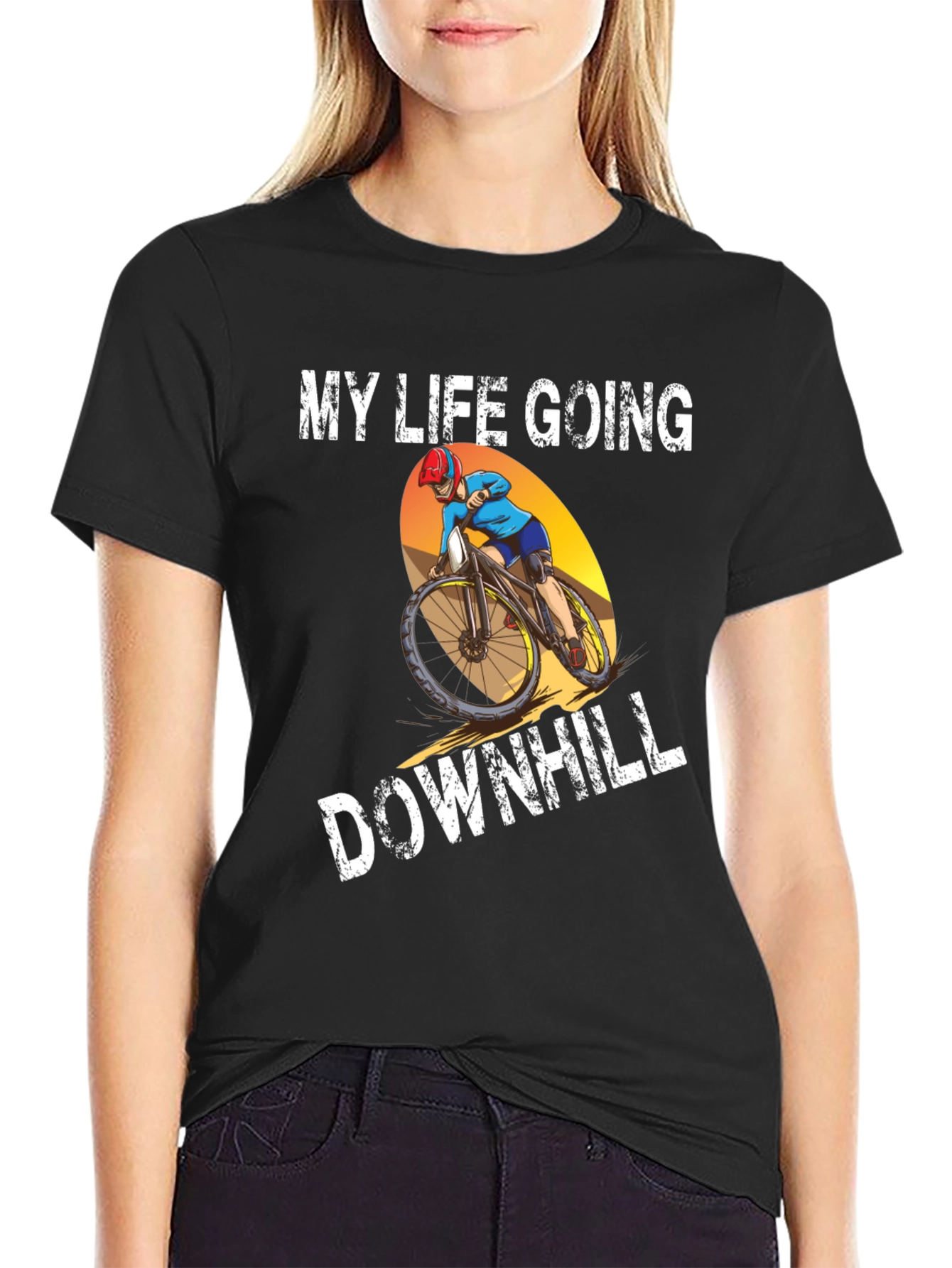 My Life Going Downhill T-Shirt Biker Graphic Tee