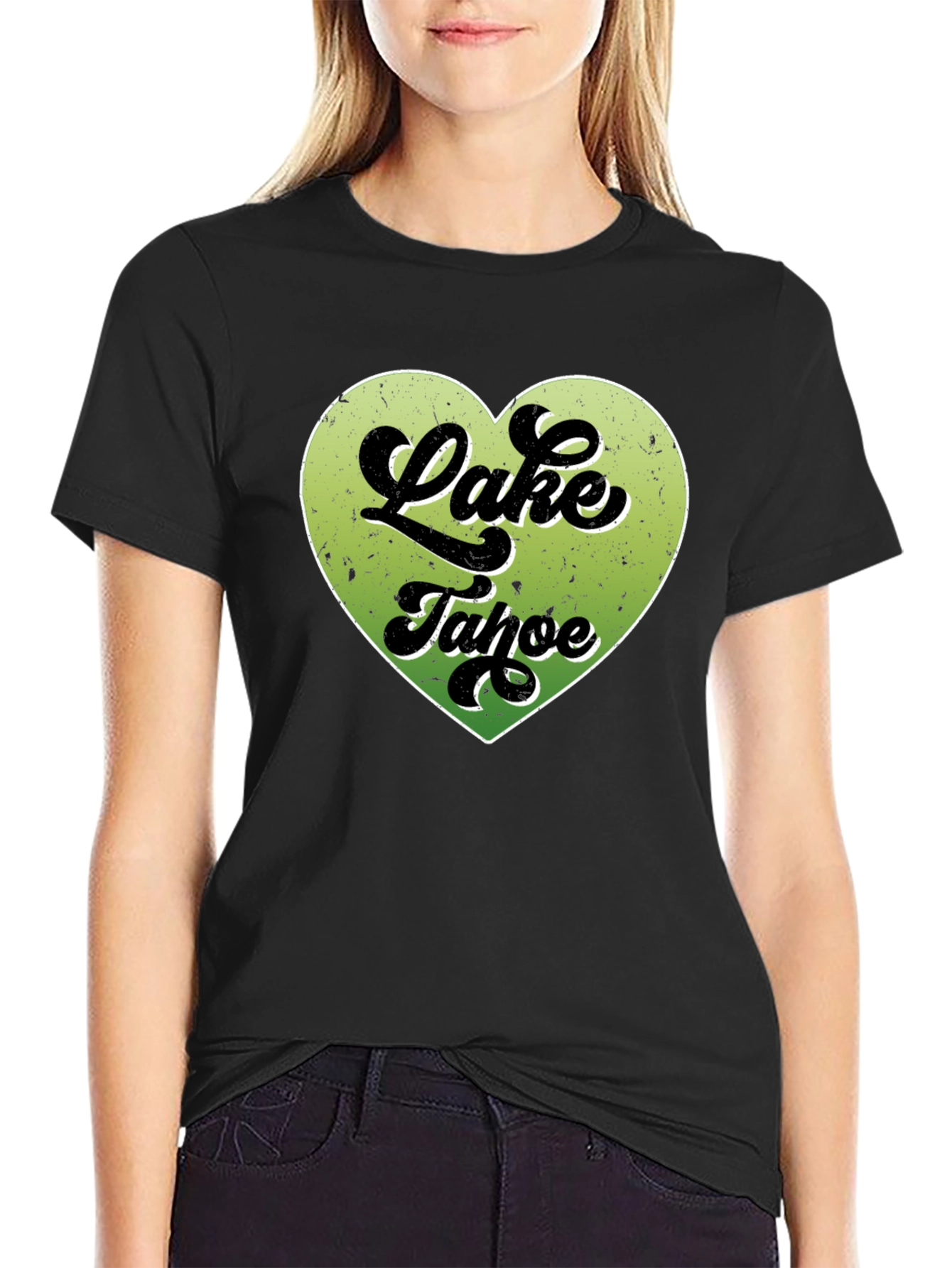 Lake Tahoe Heart Graphic Tee - Black