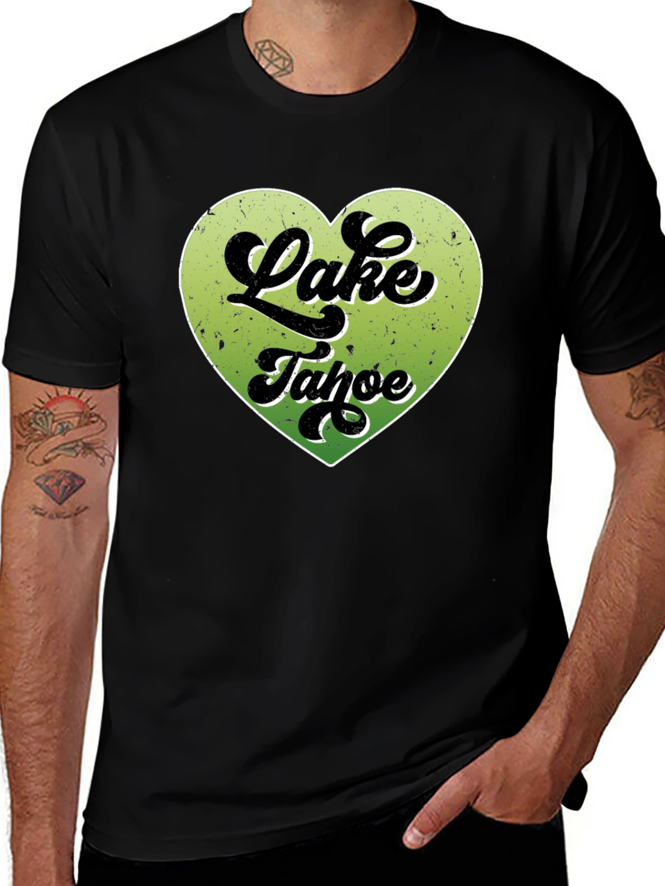 Lake Tahoe Heart Graphic Tee - Black