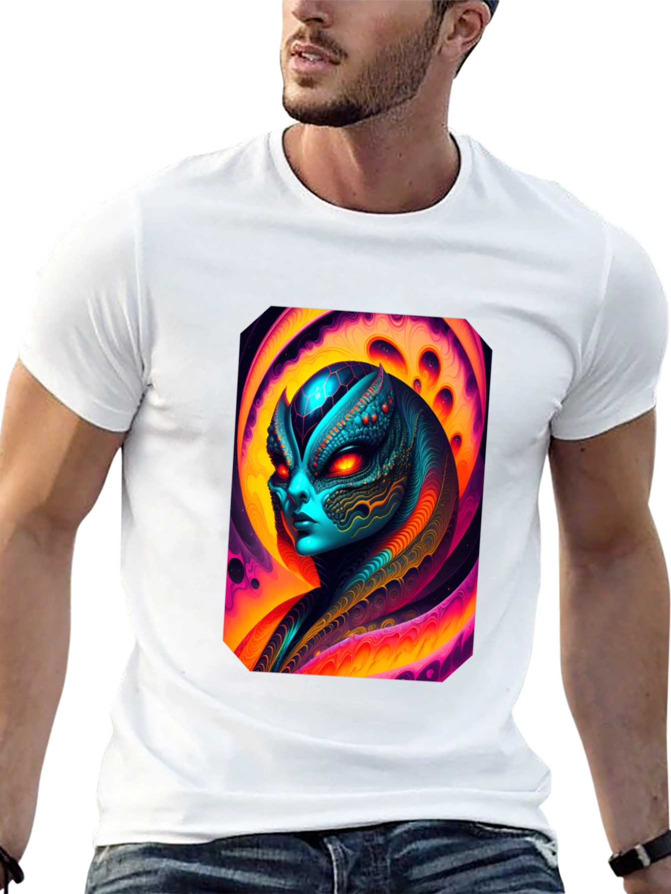 Alien Graphic Tee - Black Cotton T-Shirt